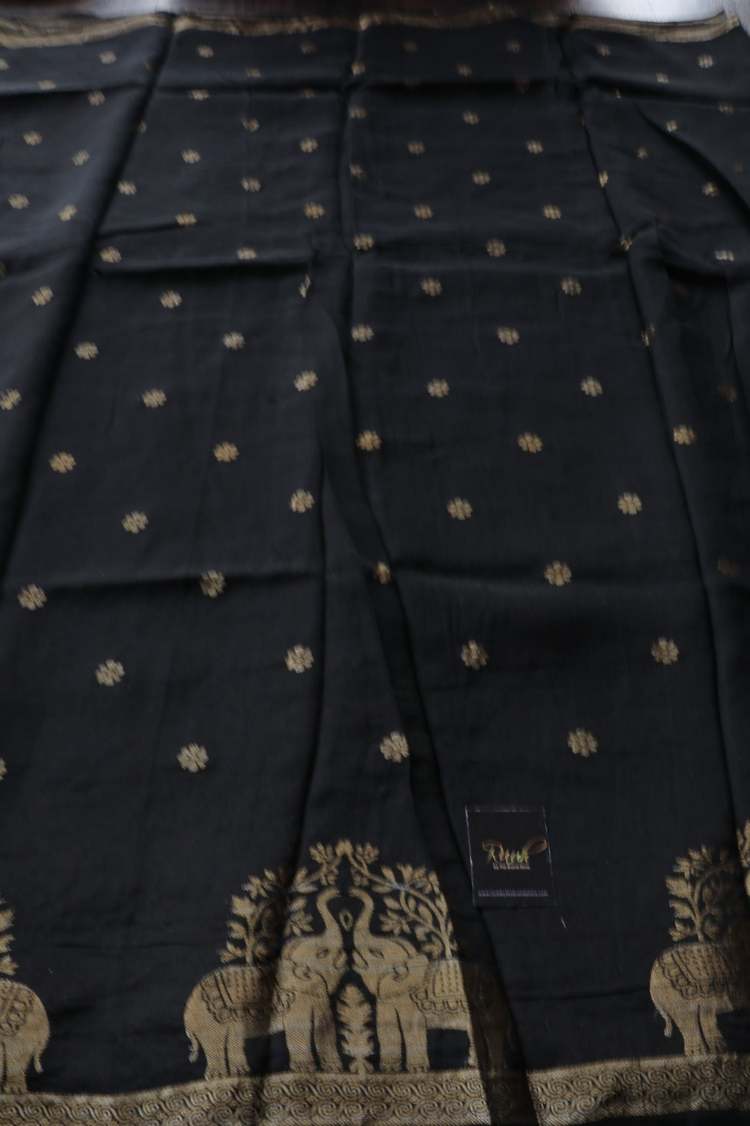 BLACK VISCOSE MUSLIN SILK SAREE