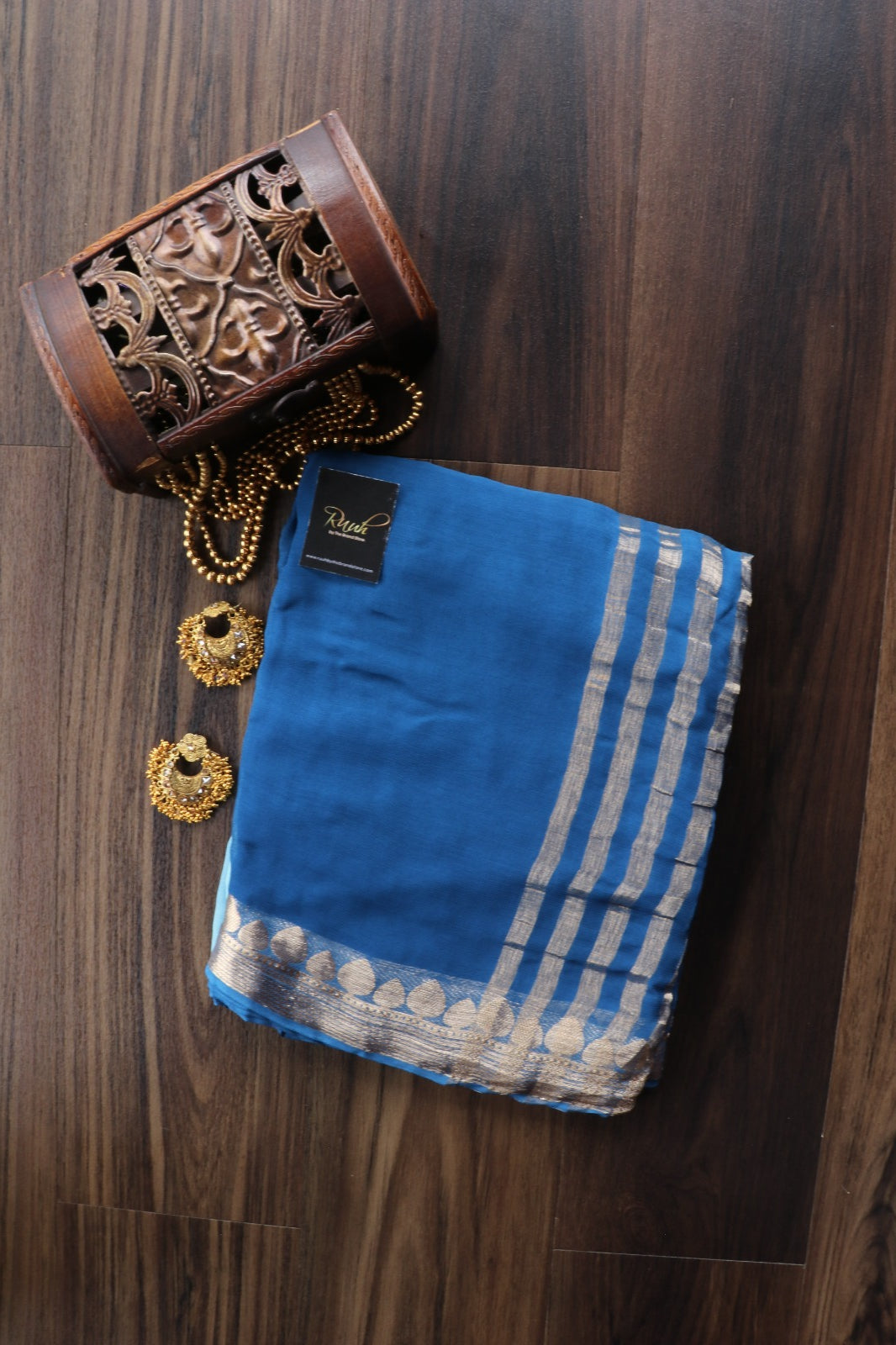 LIGHT BLUE - BLUE VISCOSE GEORGETTE SAREE