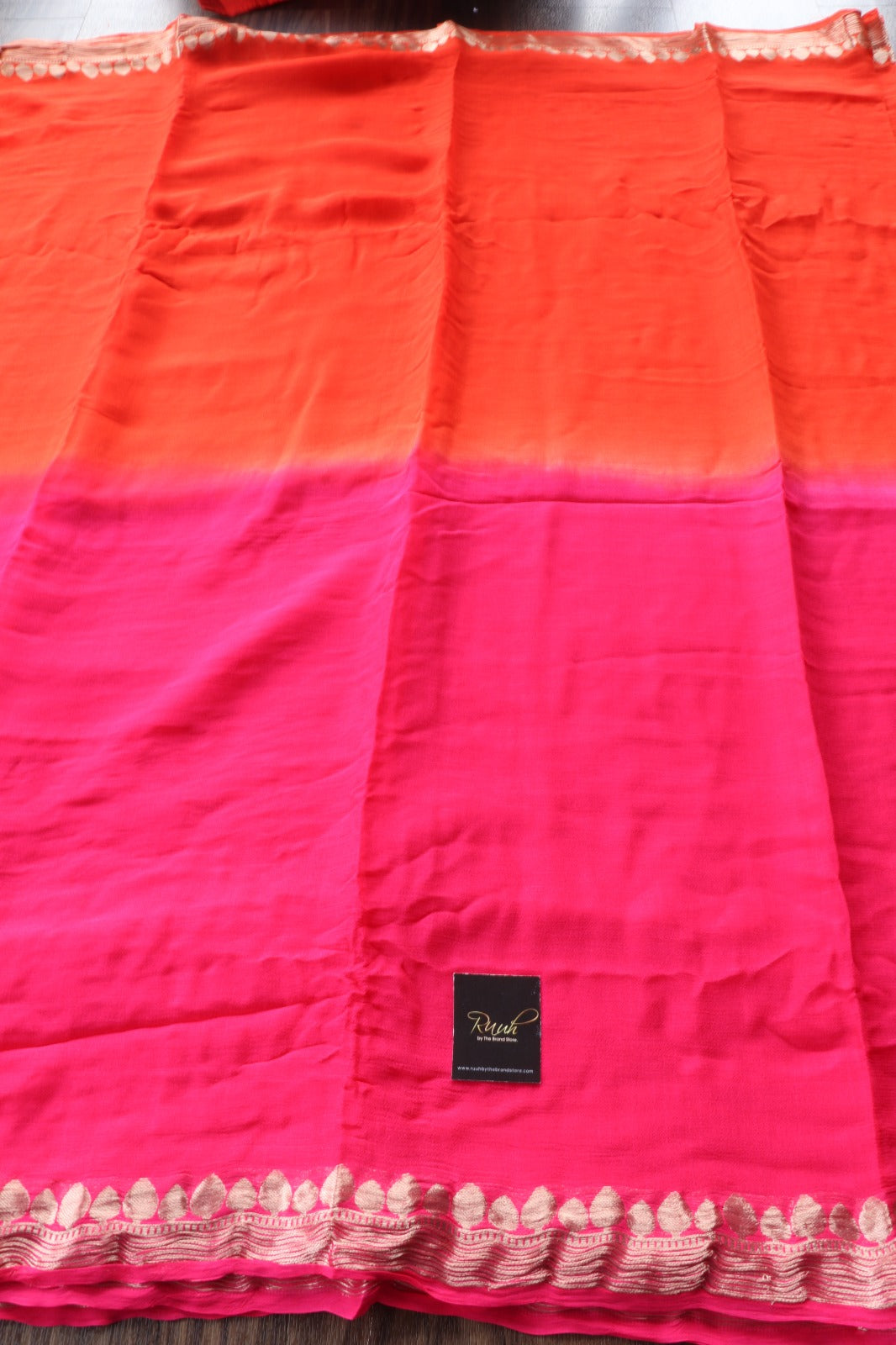 ORANGE PINK VISCOSE GEORGETTE SAREE