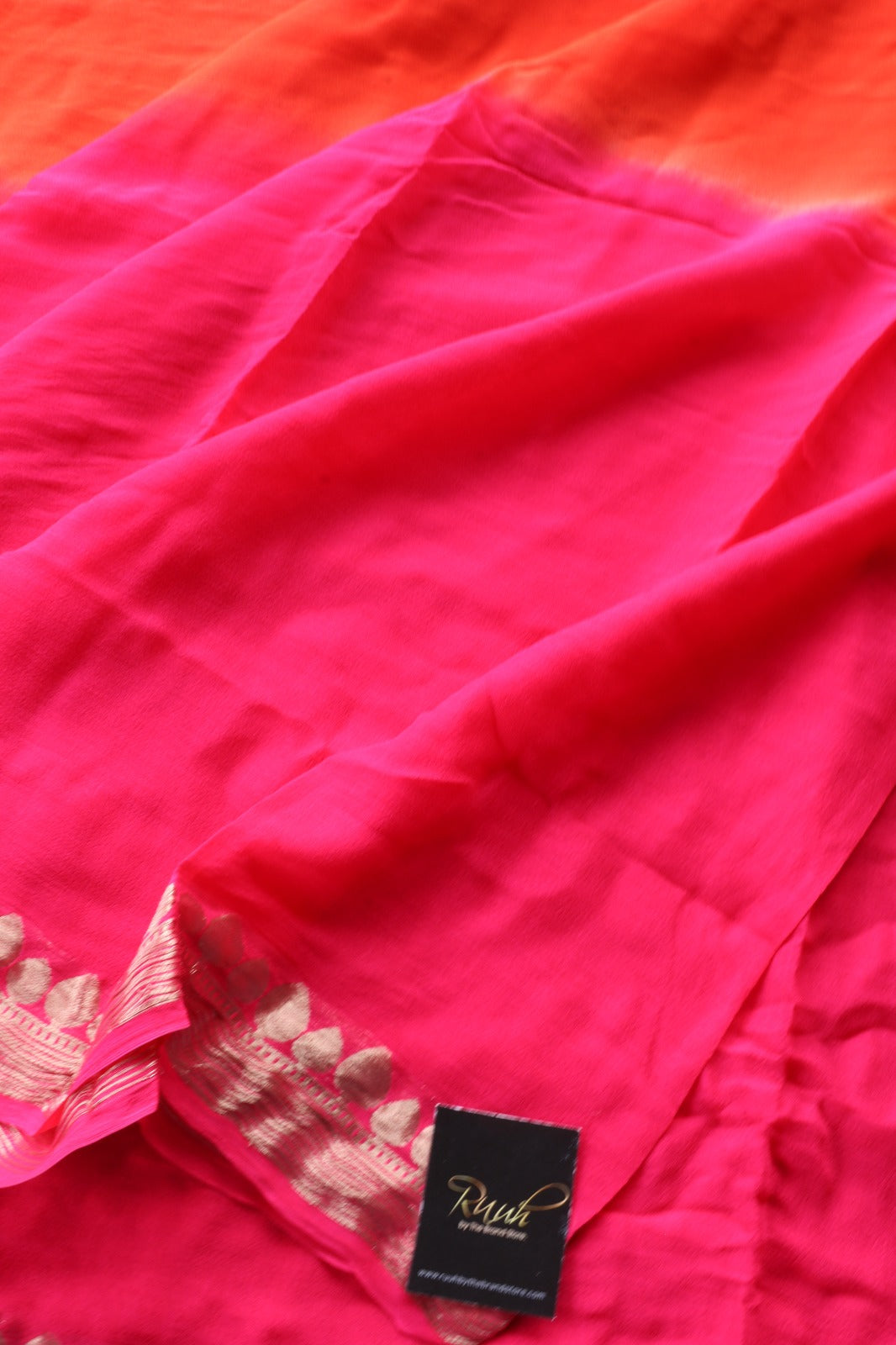 ORANGE PINK VISCOSE GEORGETTE SAREE