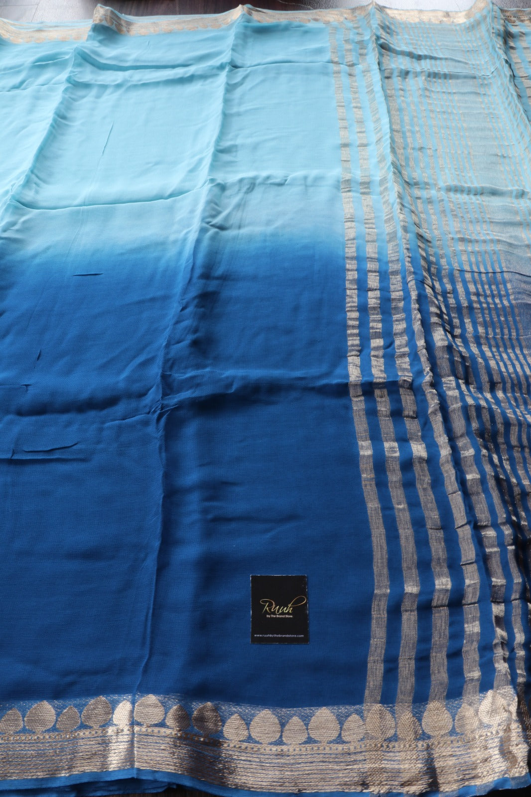 LIGHT BLUE - BLUE VISCOSE GEORGETTE SAREE