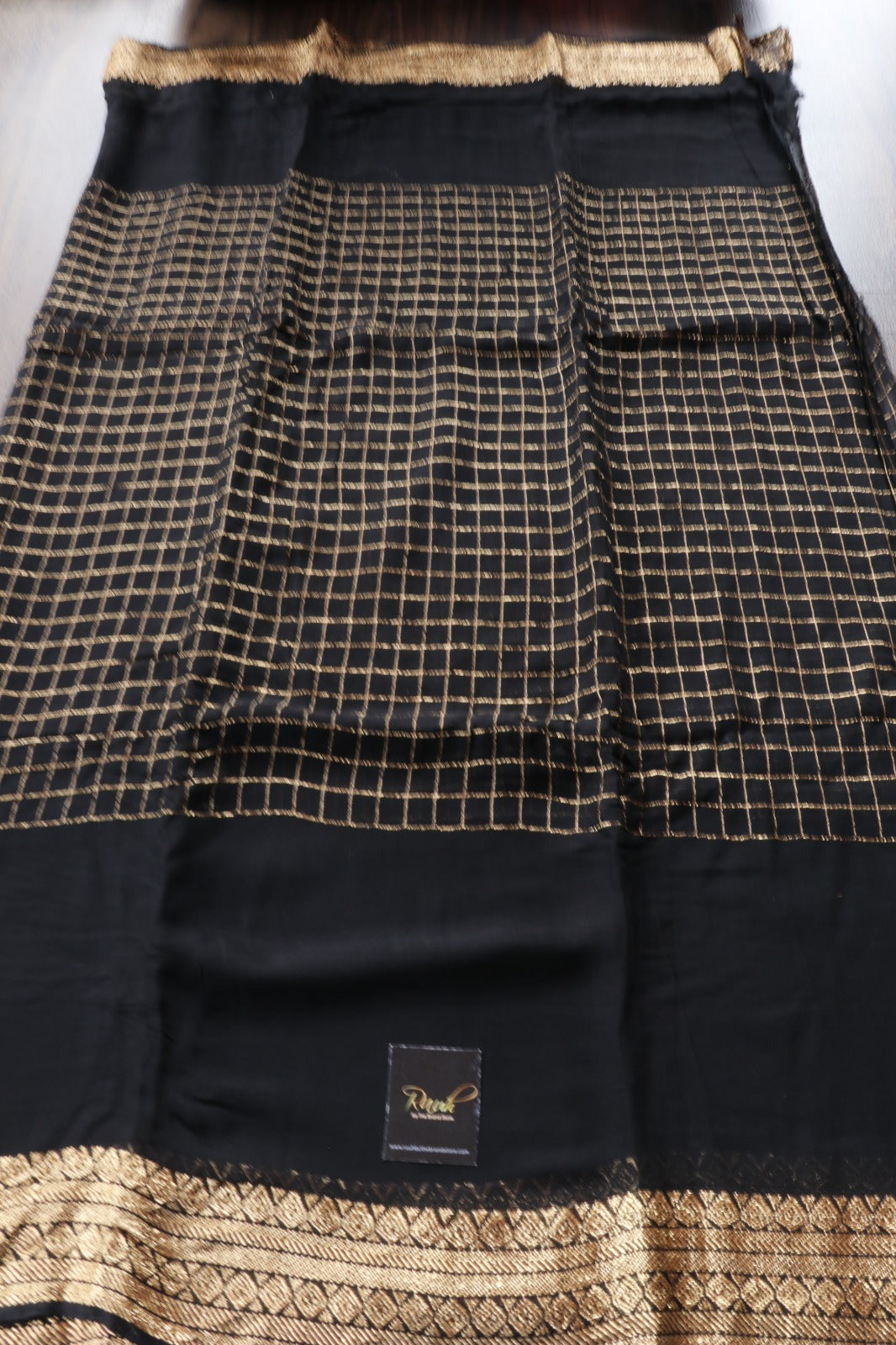 BLACK VISCOSE CHECKS SAREE