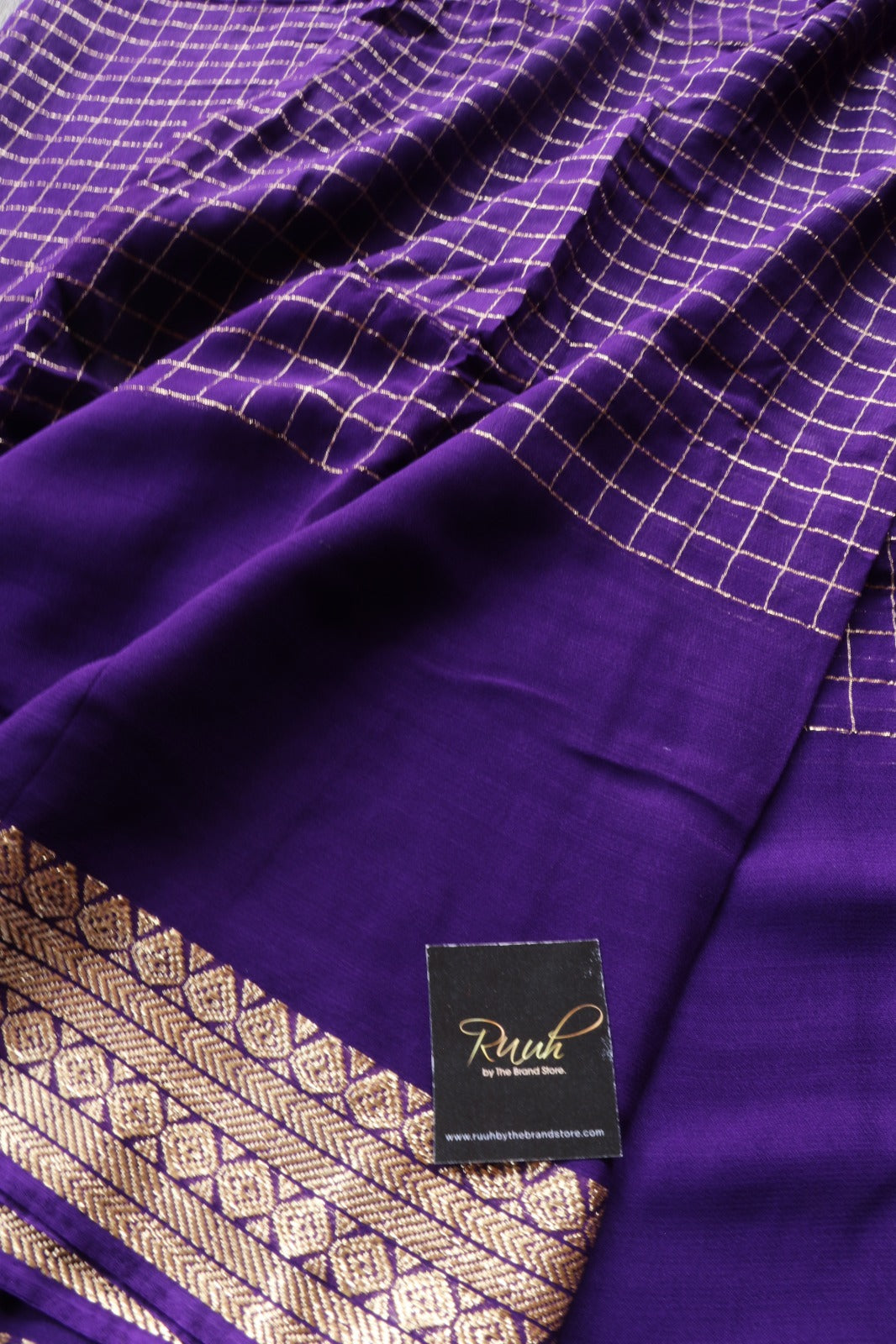 PURPLE VISCOSE CHECKS SAREE