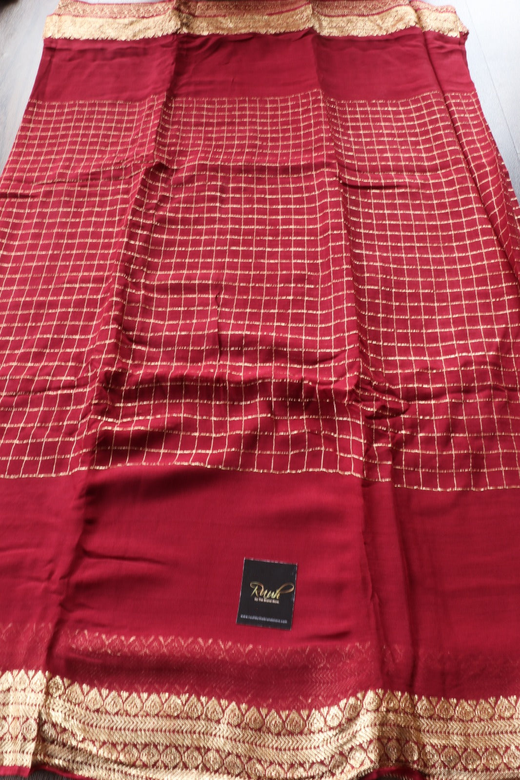 MAROONISH VISCOSE CHECKS SAREE