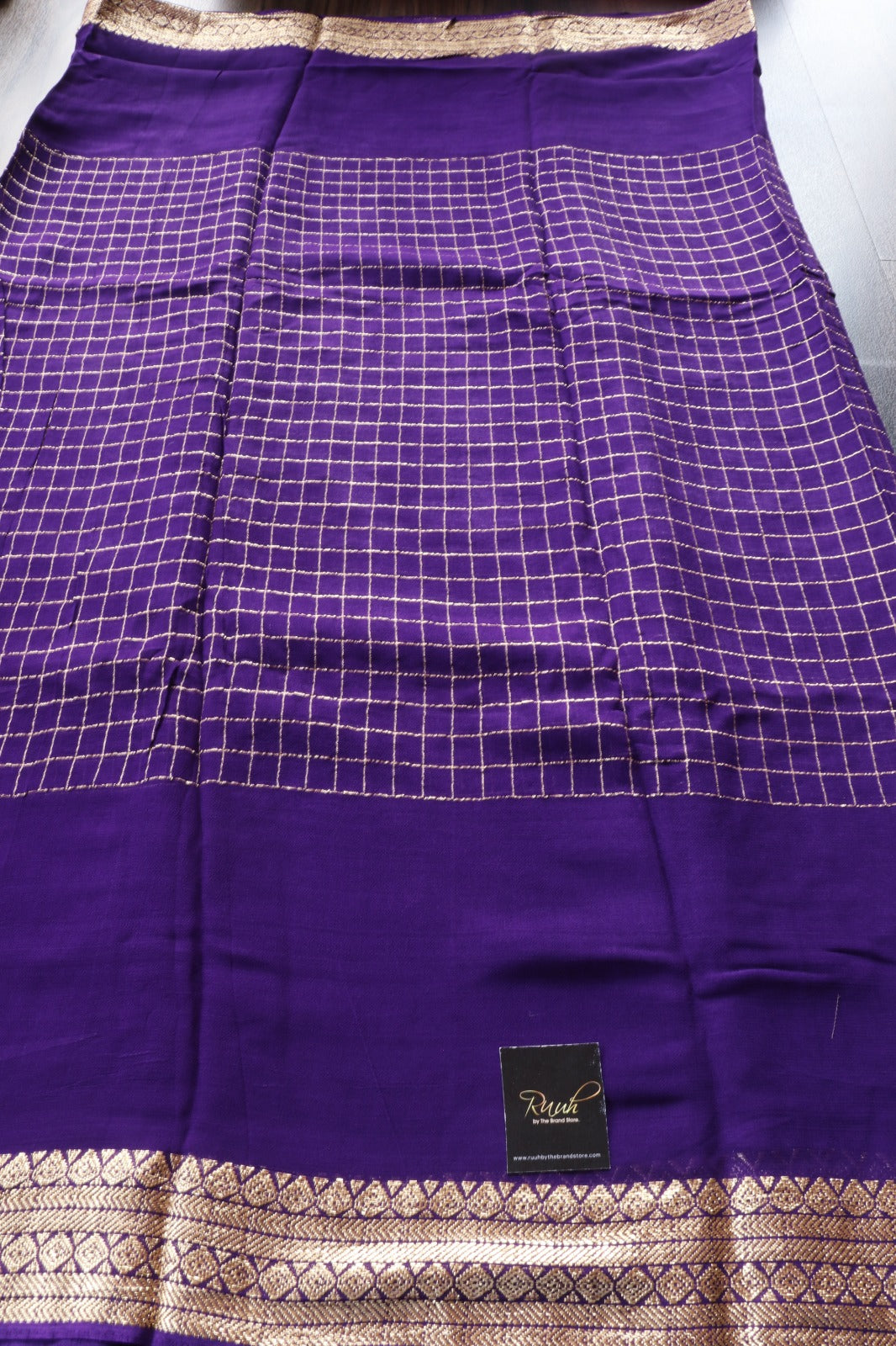 PURPLE VISCOSE CHECKS SAREE