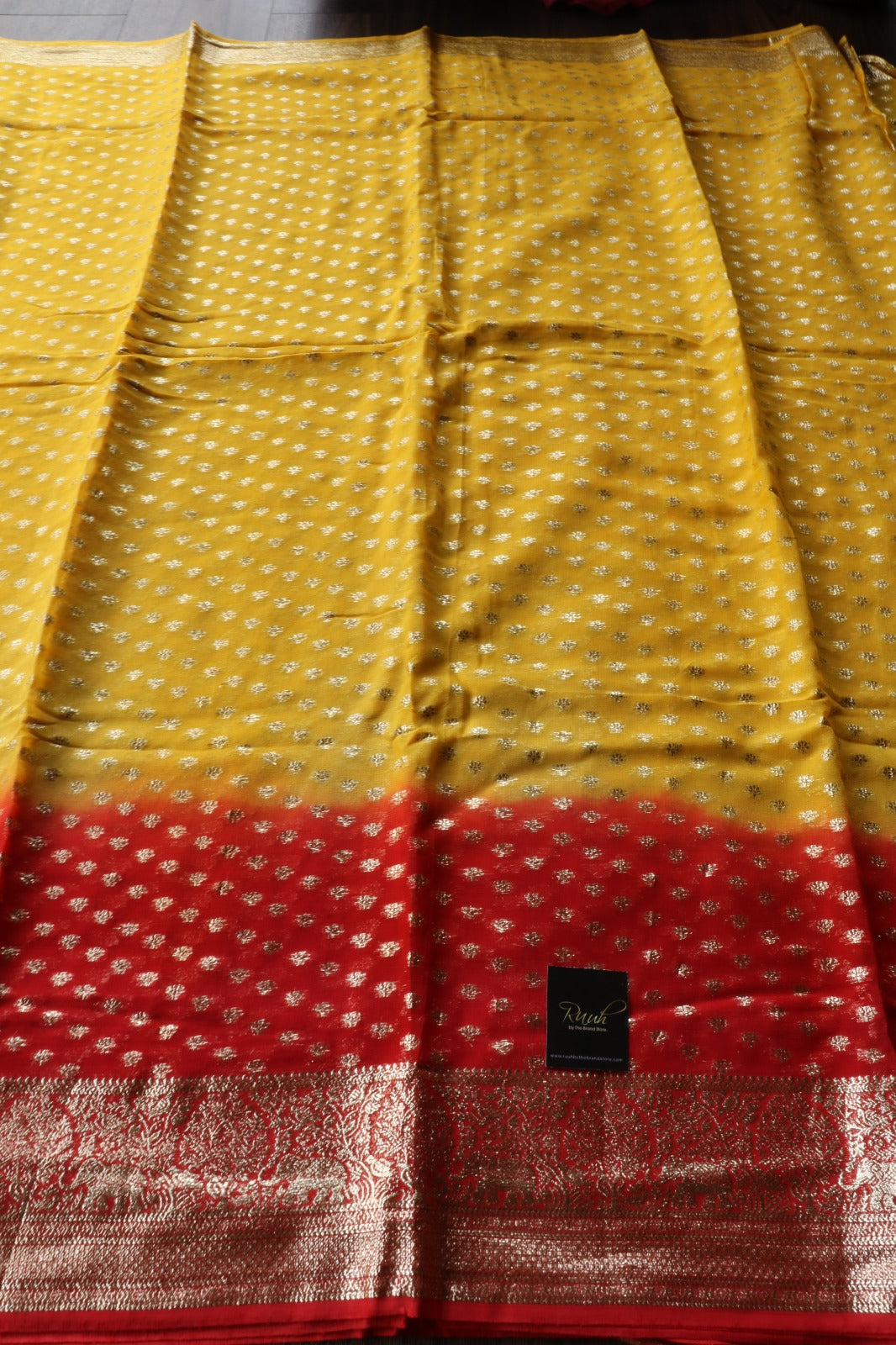 YELLOW - RED VISCOSE GEORGETTE SAREE