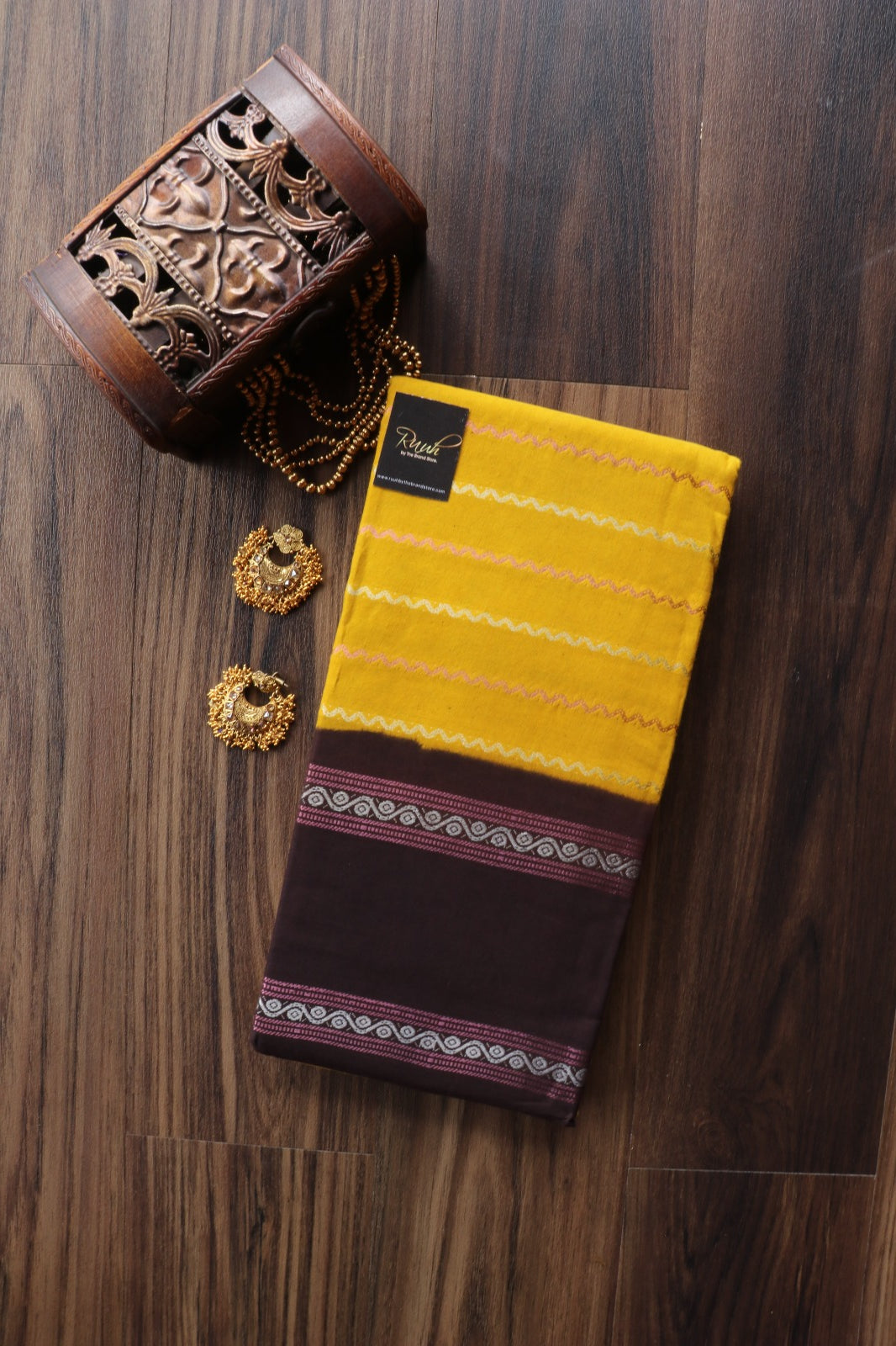 MUSTARD YELLOW -BROWN MADURAI SUNGUDI SAREE