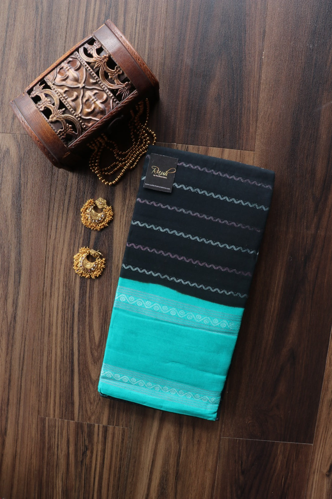 BLACK -SEA GREEN MADURAI SUNGUDI SAREE