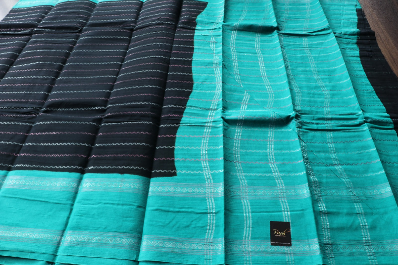 BLACK -SEA GREEN MADURAI SUNGUDI SAREE