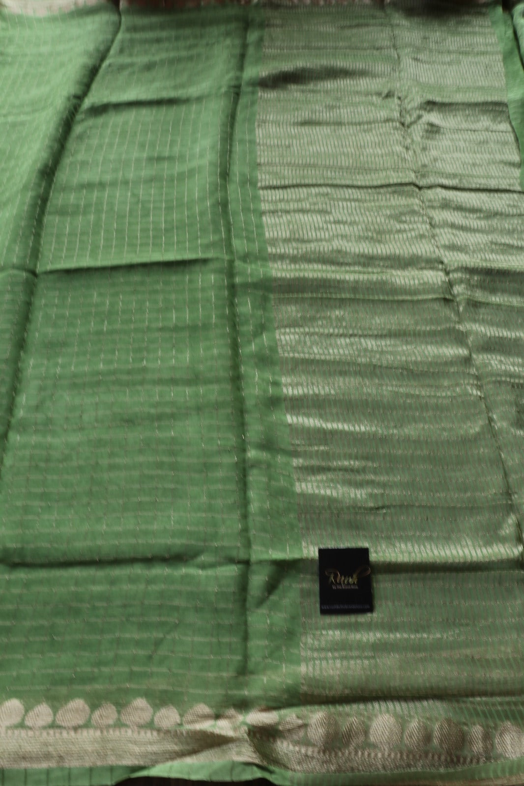 LIGHT GREEN VISCOSE CHECK SAREE