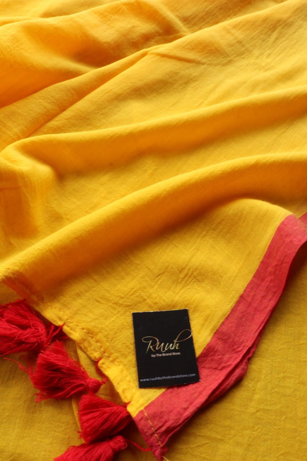 YELLOW - PINK PLAIN MULMUL SAREE