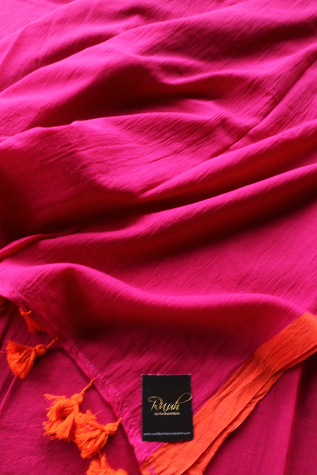 PINK -ORANGE PLAIN MULMUL SAREE