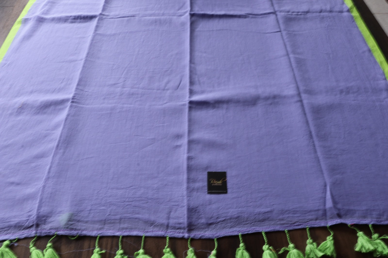 LAVENDER - GREEN PLAIN MULMUL SAREE