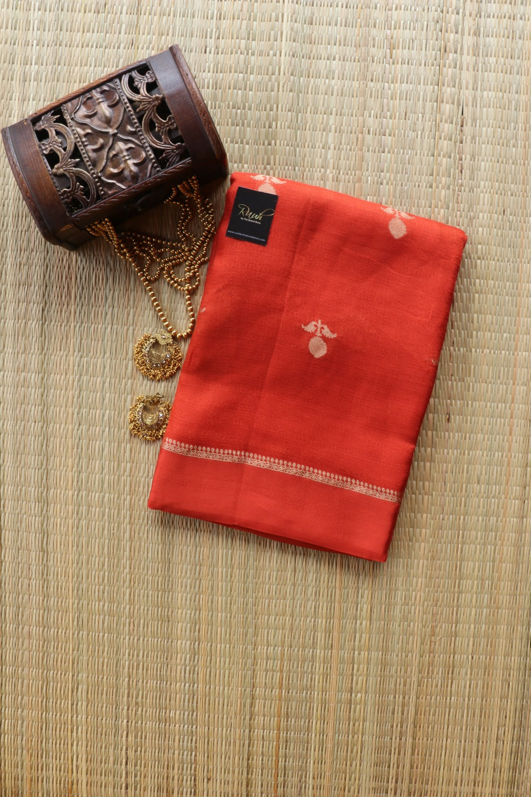 ORANGE COLOUR VISCOSE KHADI SILK SAREE