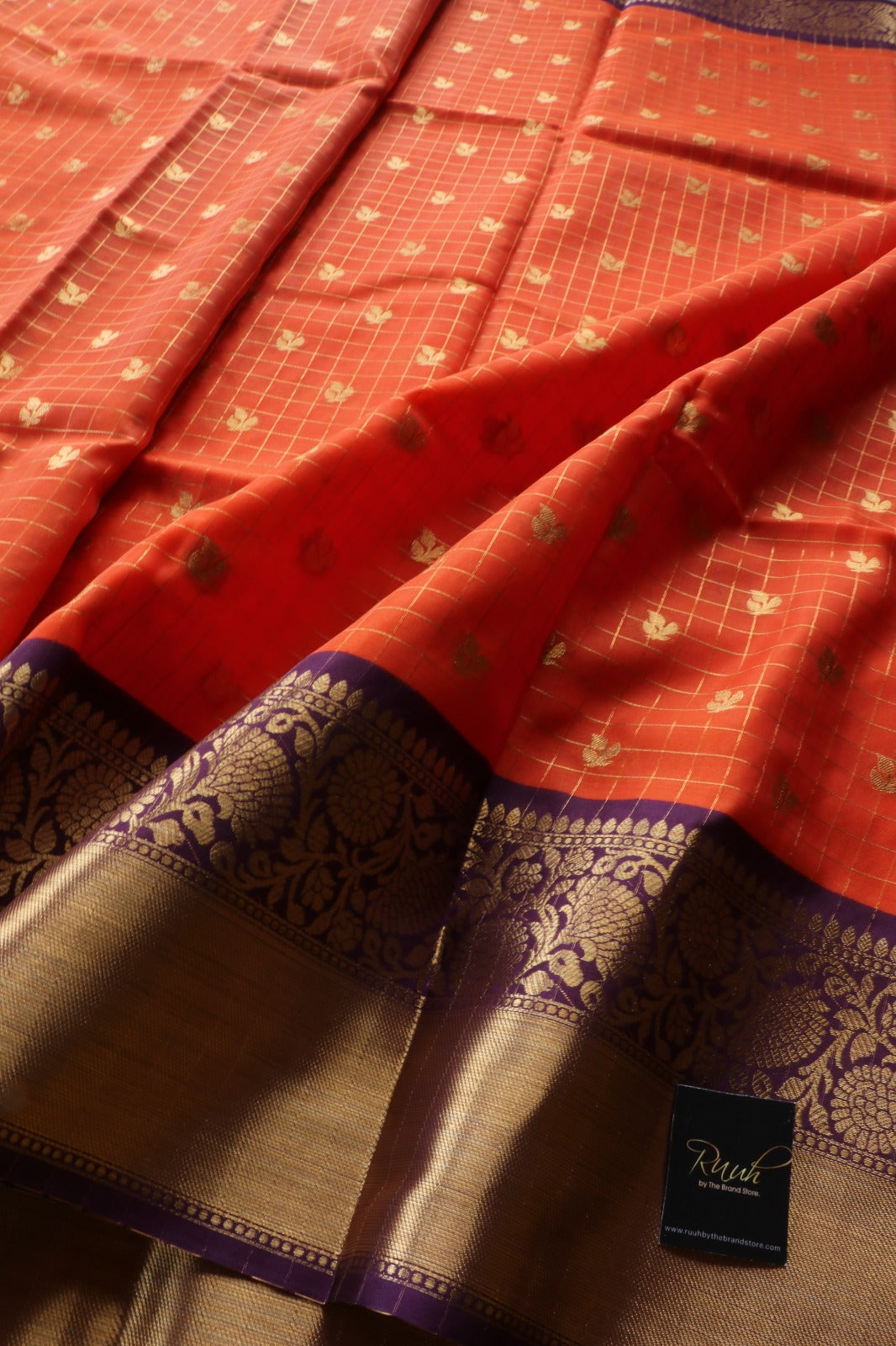 RUST ORANGE - PURPLE COMBINATION SAREE
