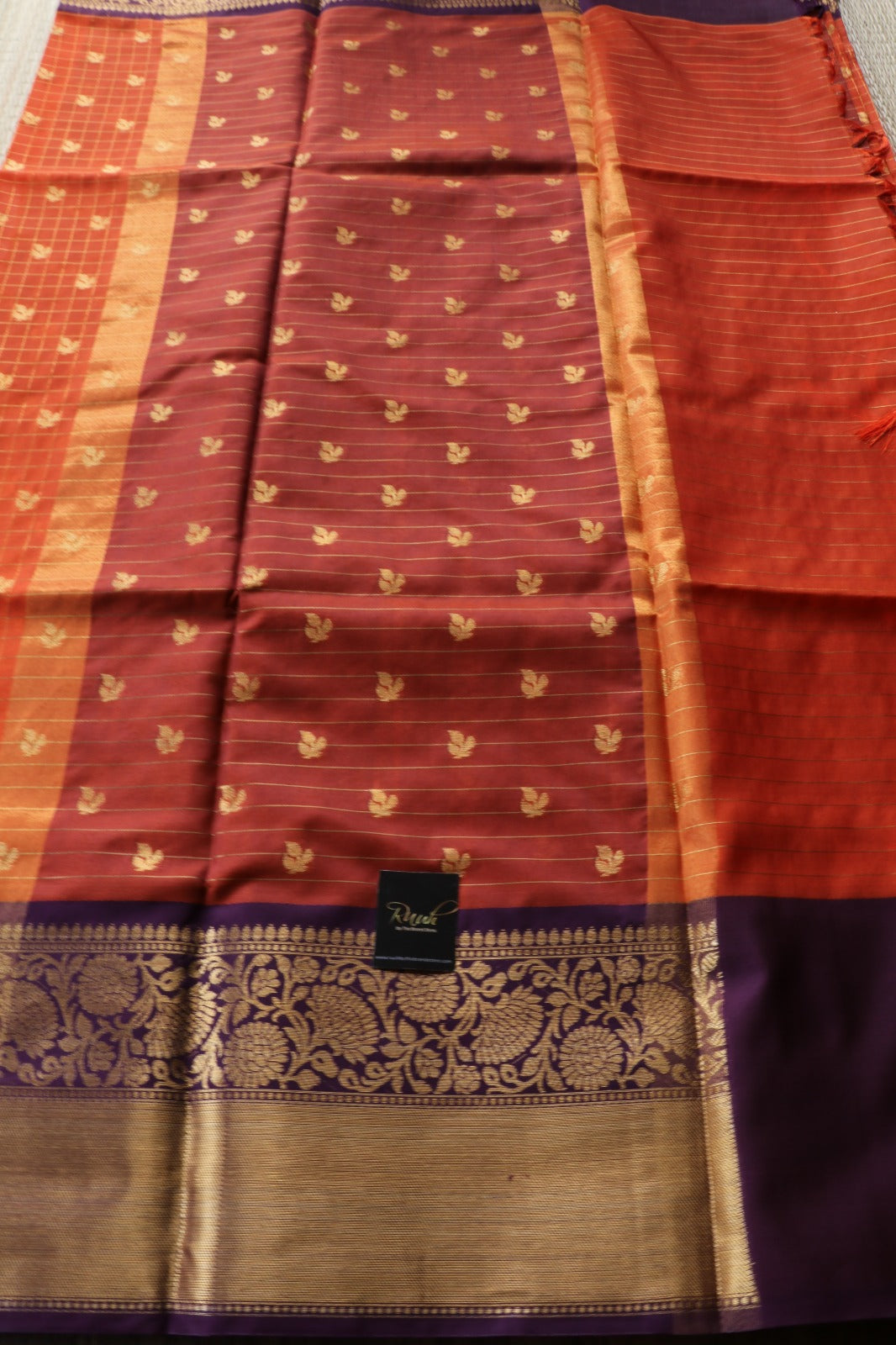RUST ORANGE - PURPLE COMBINATION SAREE TBS26BO