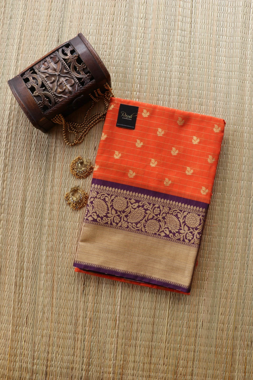 RUST ORANGE - PURPLE COMBINATION SAREE TBS26BO