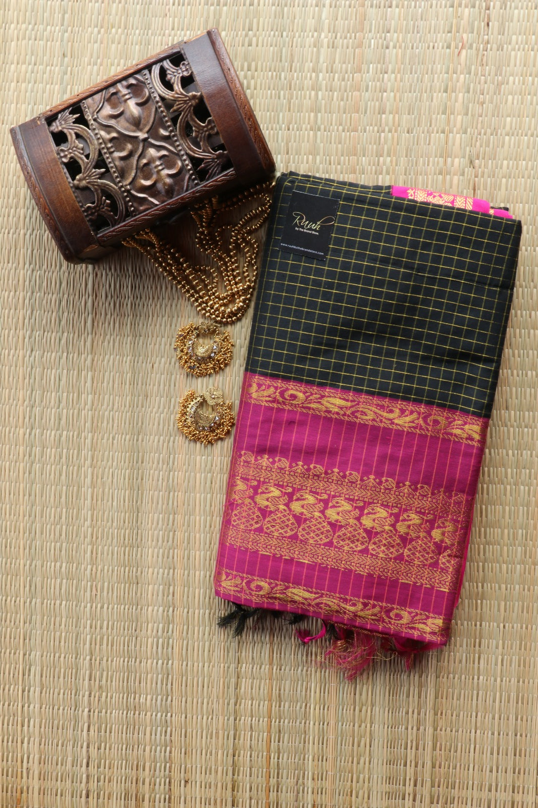 BLACK WITH PINK KALYANI COTTON