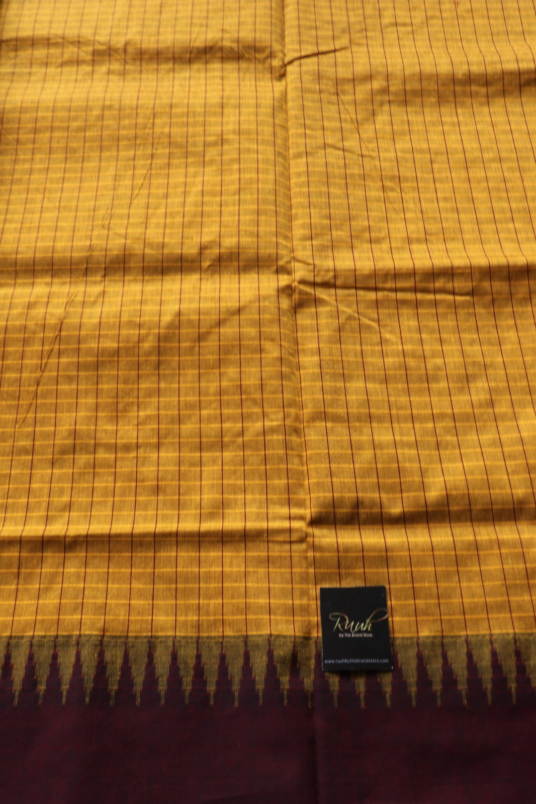 MUSTARD YELLOW WITH MAROON KALYANI COTTON
