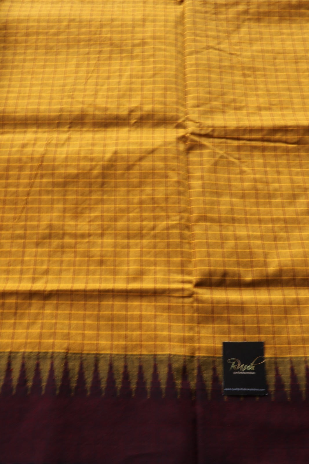 MUSTARD YELLOW WITH MAROON KALYANI COTTON