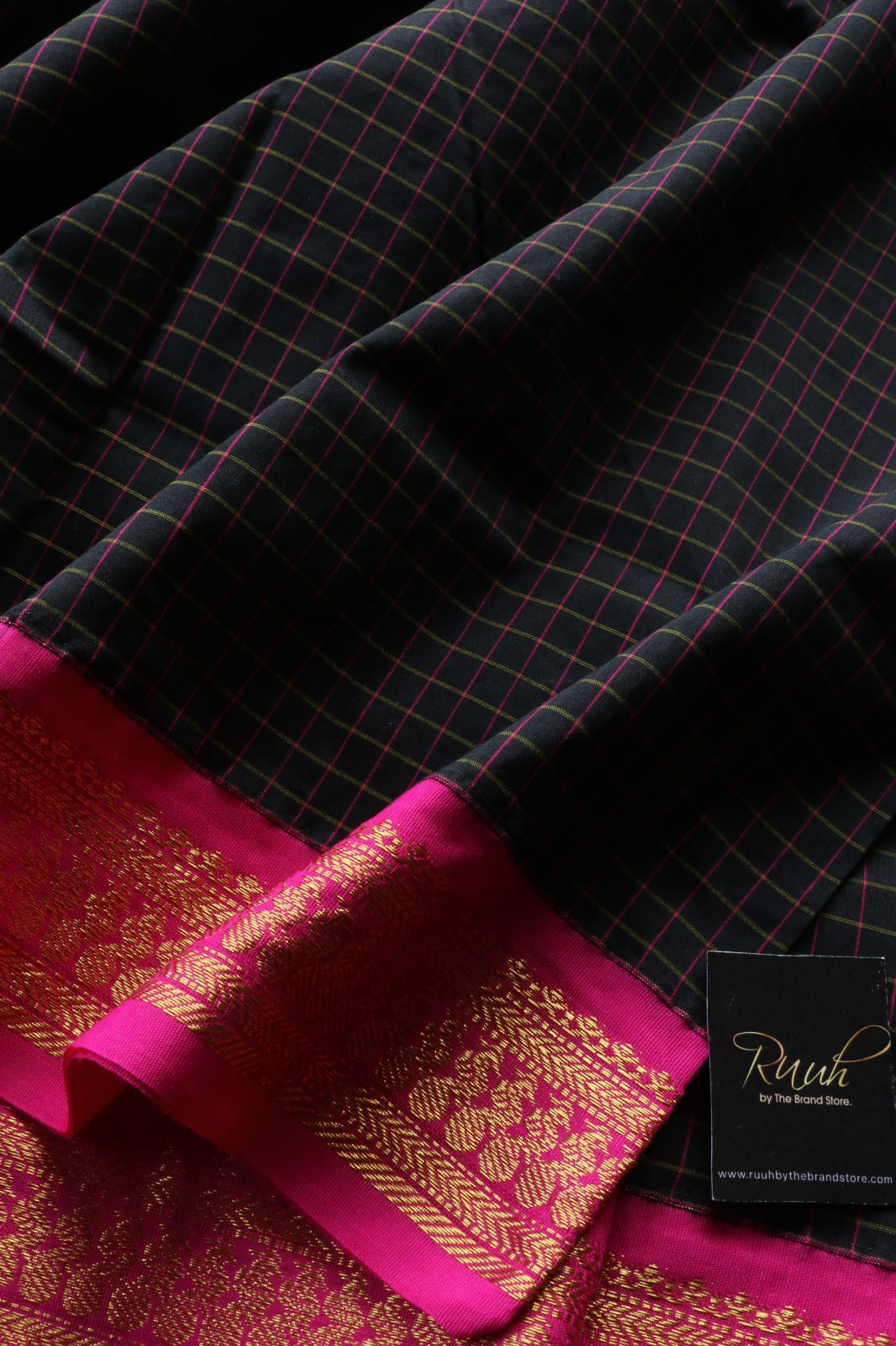 BLACK WITH PINK KALYANI COTTON