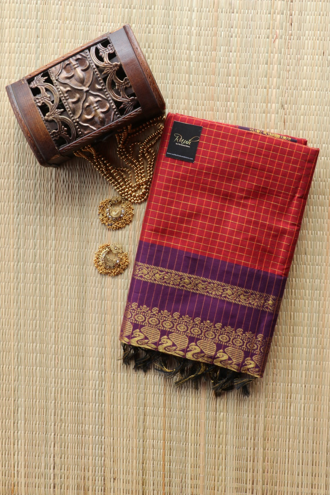 MAROON WITH PURPLE KALYANI COTTON