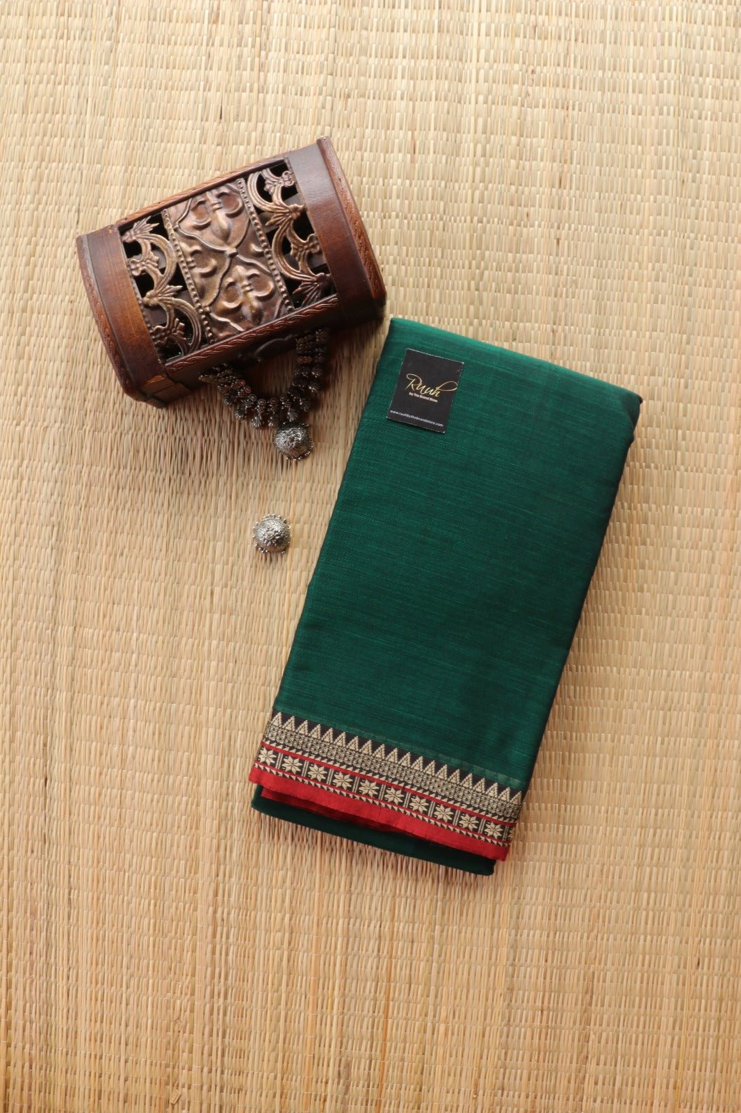 DARK GREEN NARAYANPETH COTTON SAREE