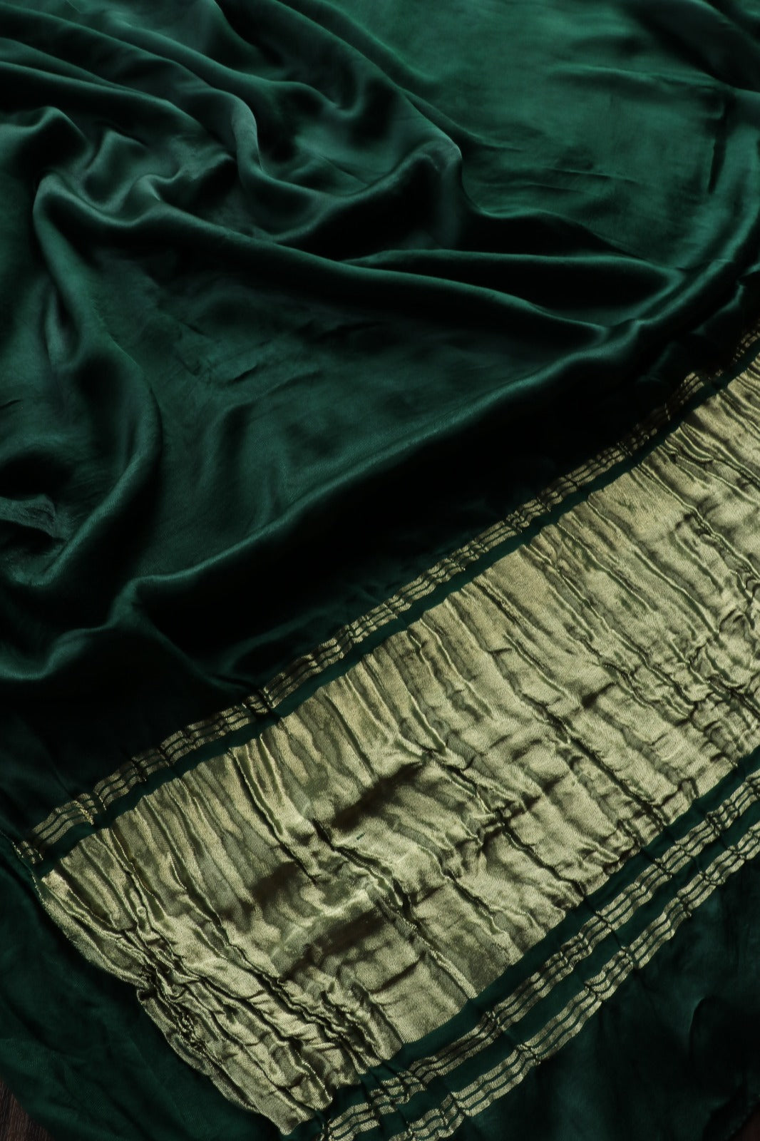 BOTTLE GREEN PLAIN MODAL SILK SAREE- TBS26MT