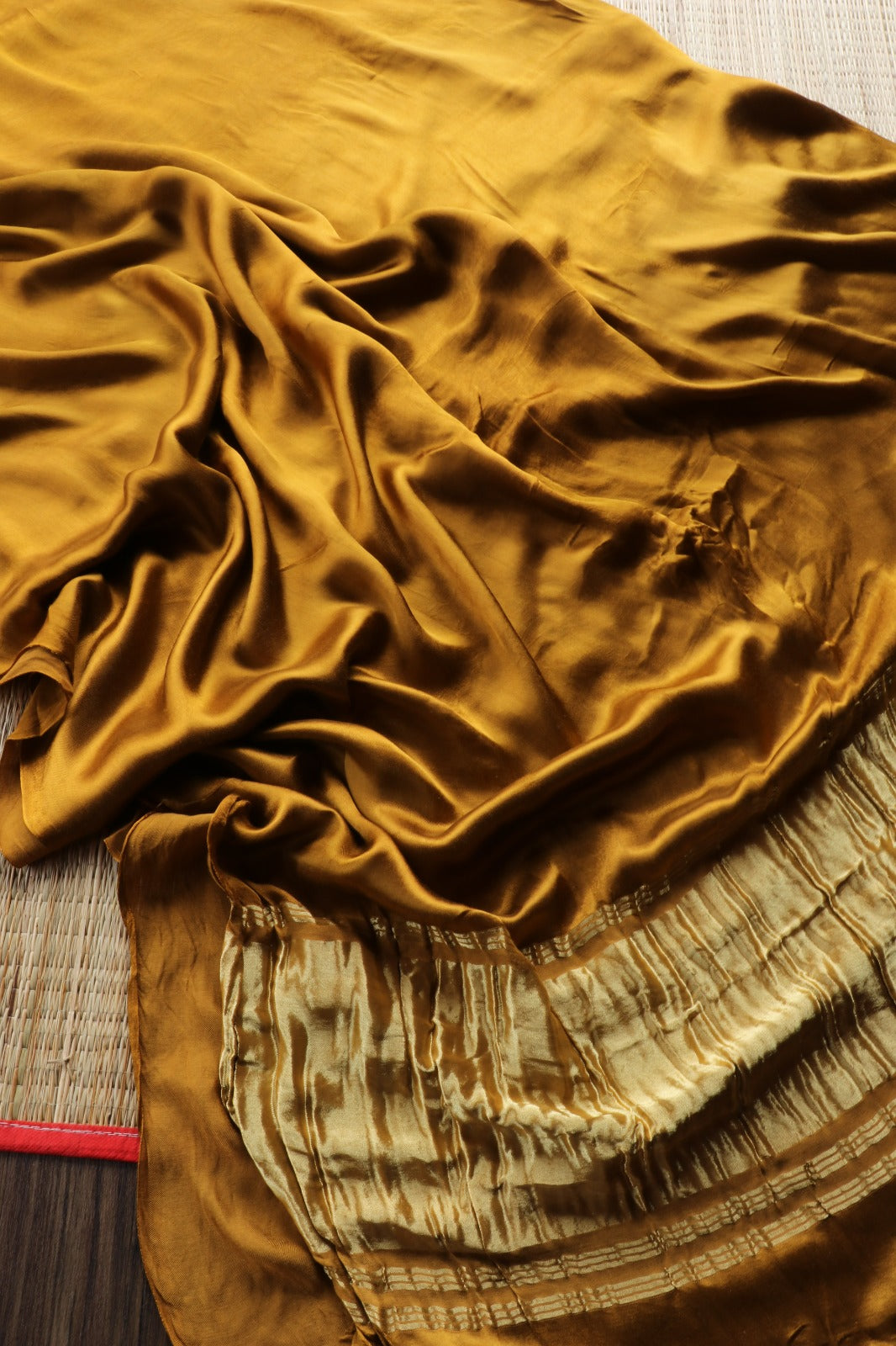 GOLDEN YELLOW PLAIN MODAL SILK SAREE- TBS26MT