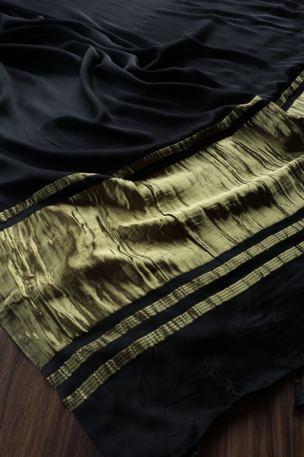 BLACK PLAIN MODAL SILK SAREE-TBS26MT