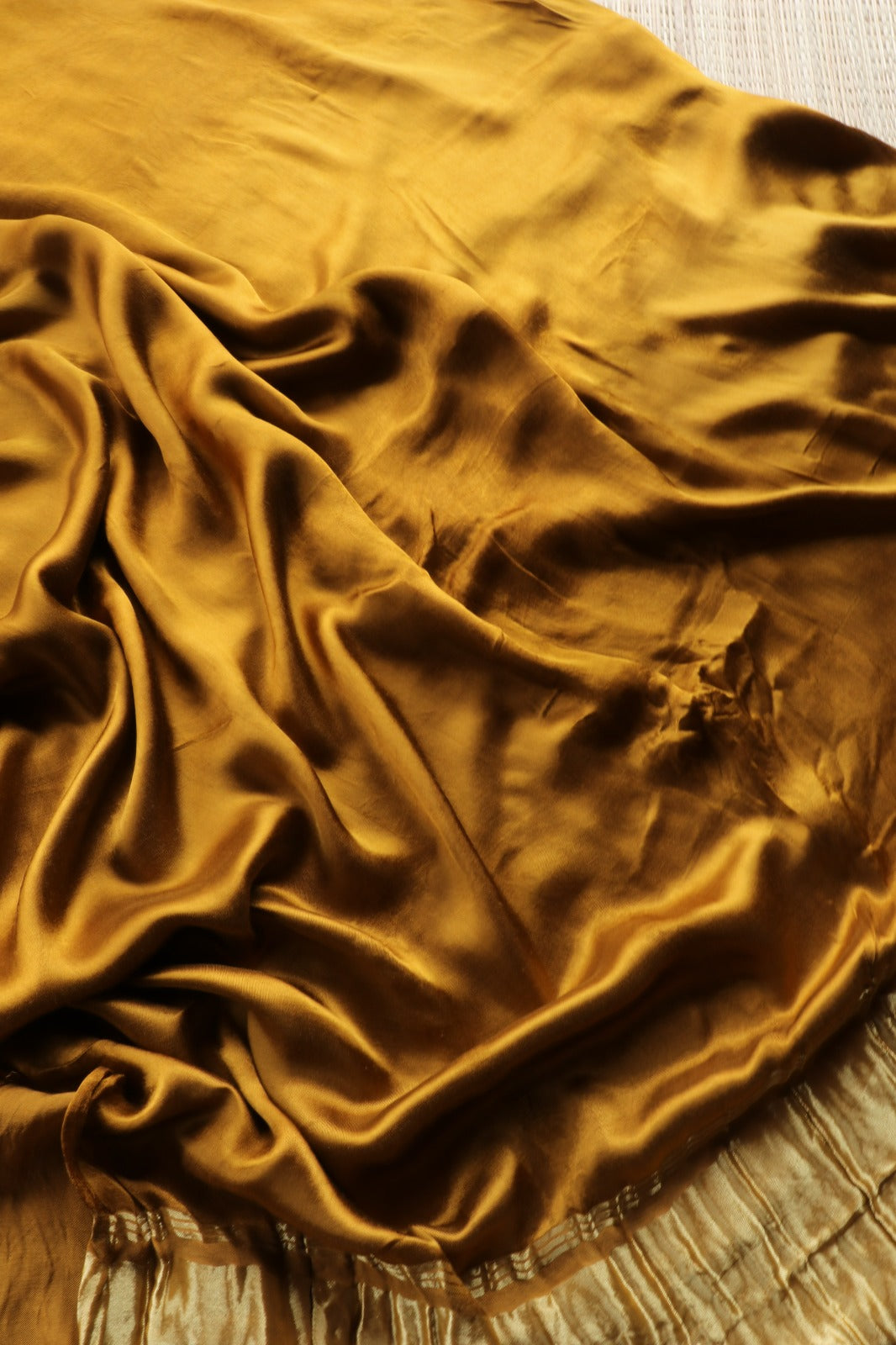 GOLDEN YELLOW PLAIN MODAL SILK SAREE- TBS26MT