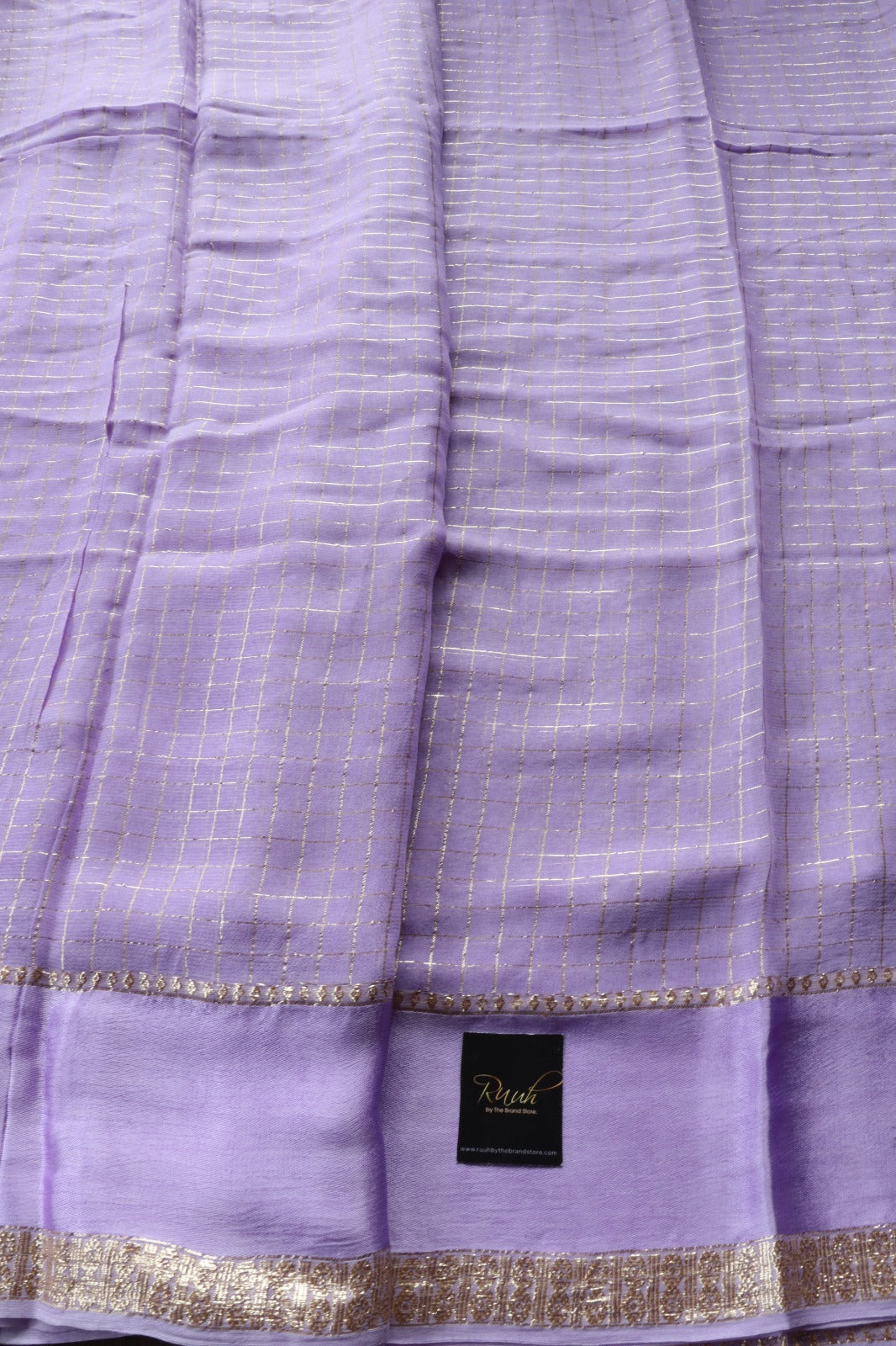 LILAC VISCOSE CHECK SAREE