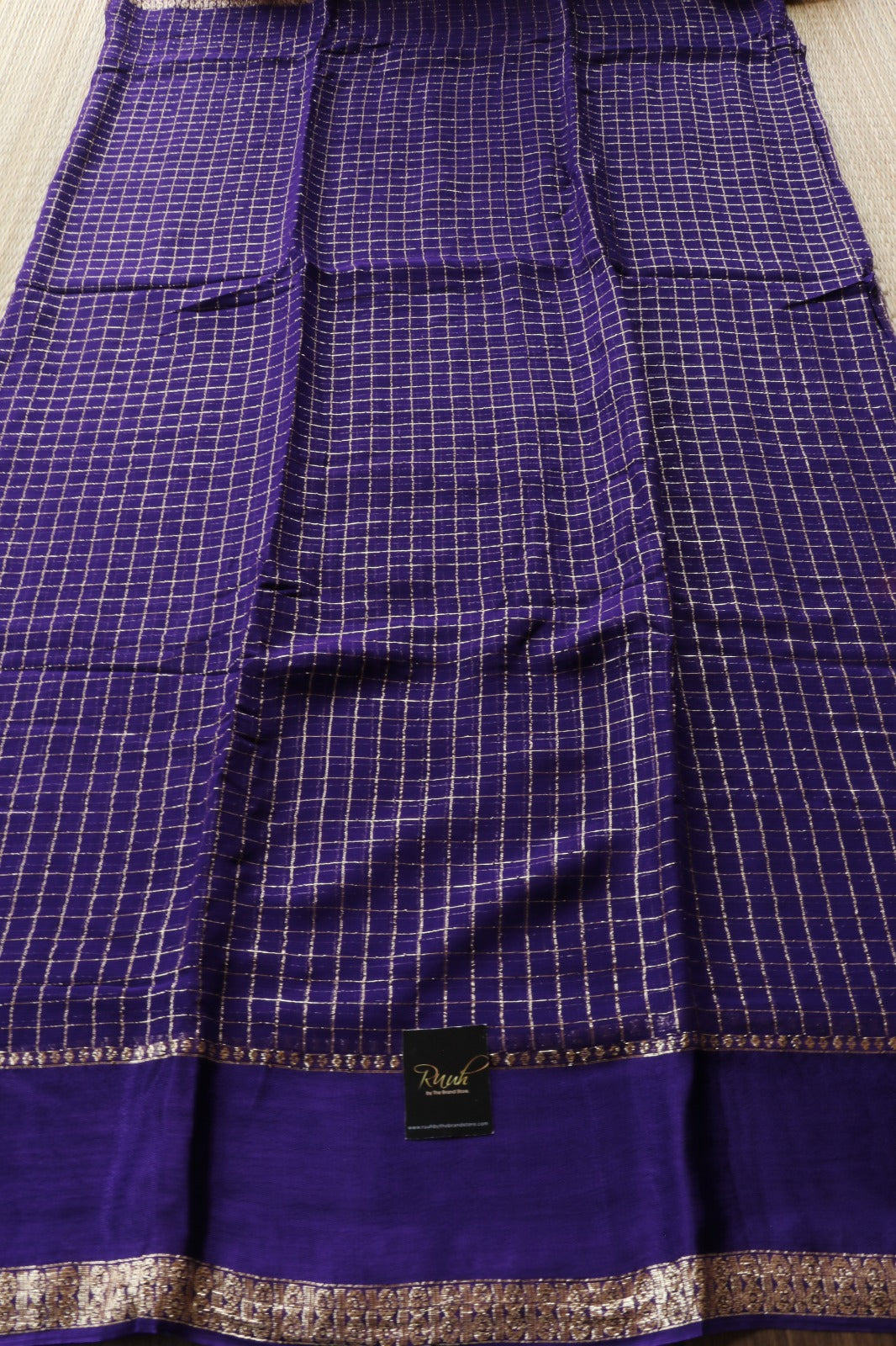 PURPLE VISCOSE CHECK SAREE - TBS26VC