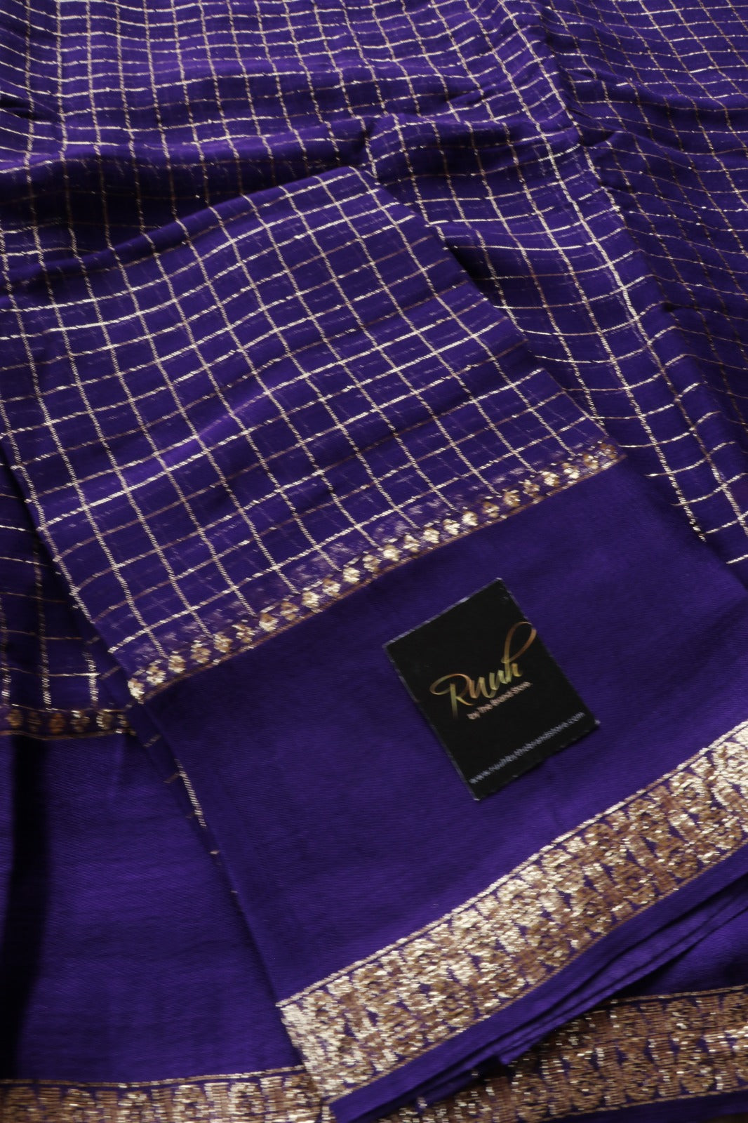 PURPLE VISCOSE CHECK SAREE