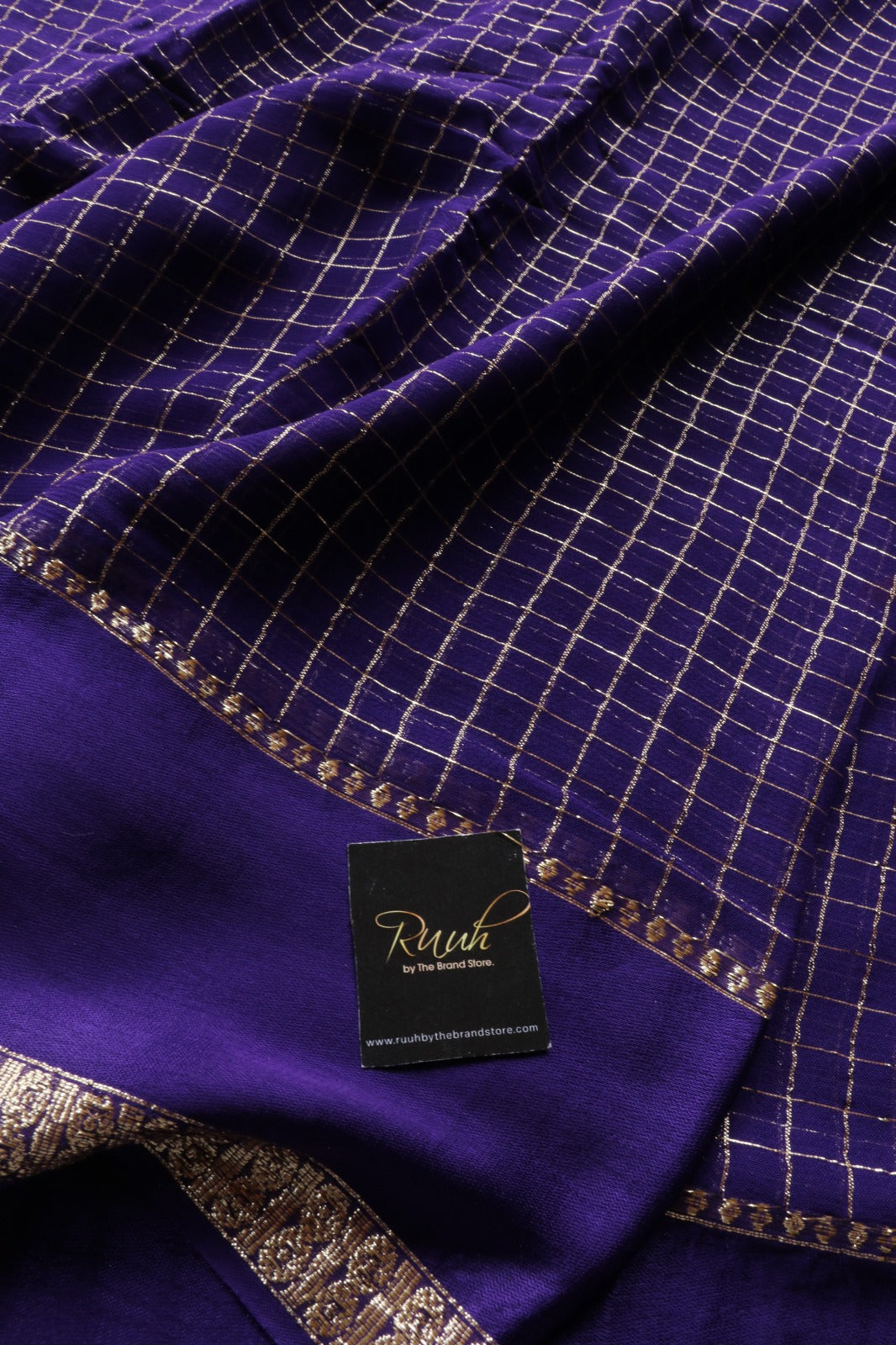 PURPLE VISCOSE CHECK SAREE - TBS26VC