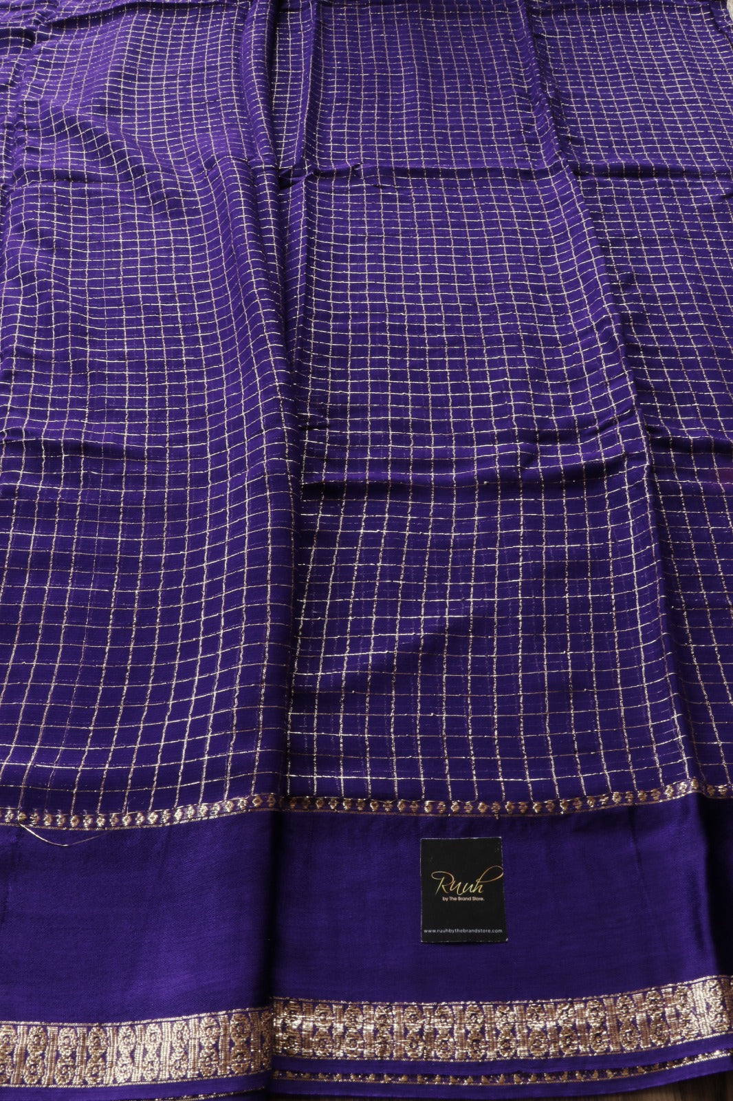 PURPLE VISCOSE CHECK SAREE - TBS26VC