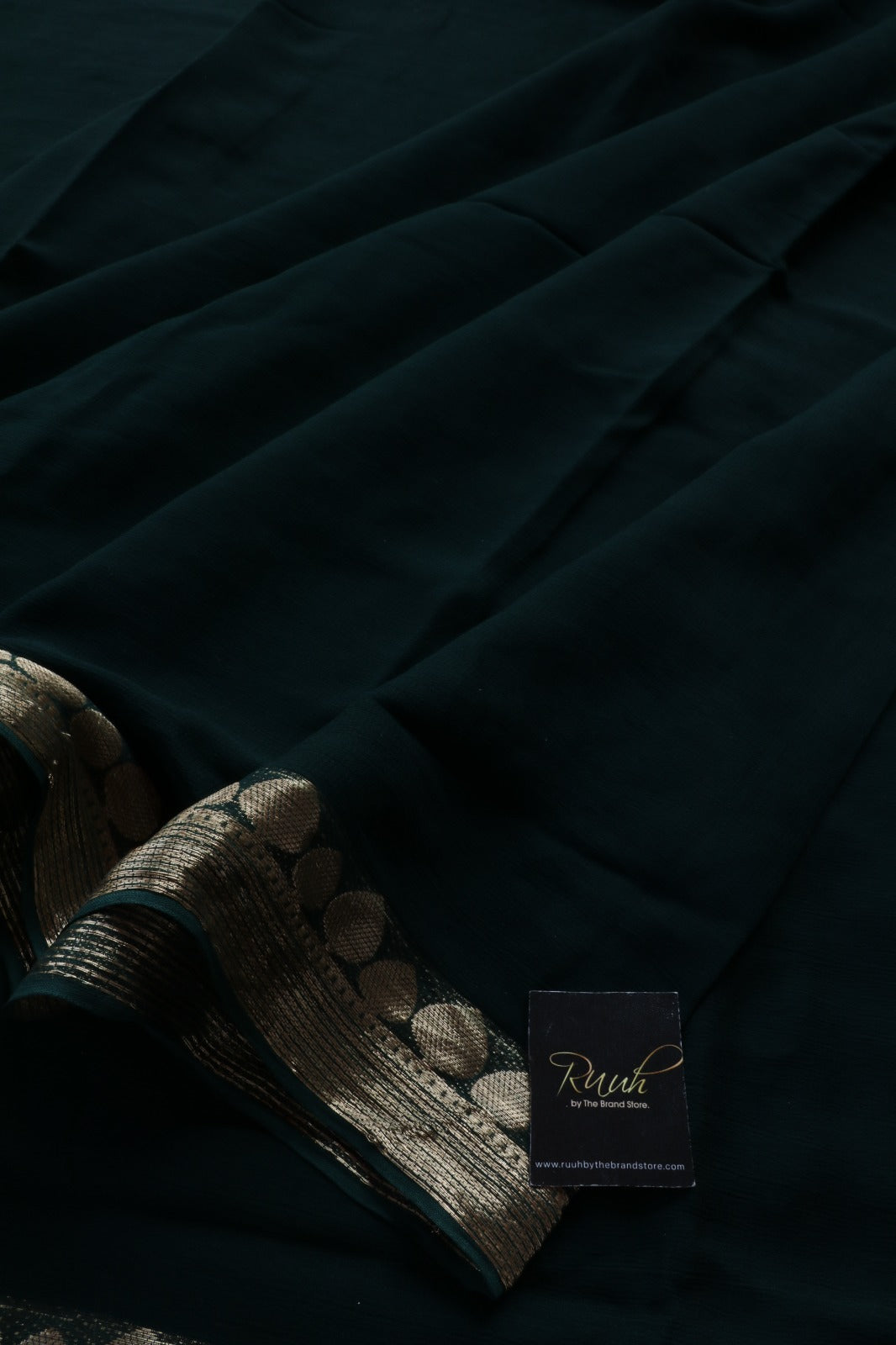 DARK GREEN VISCOSE GEORGETTE SAREE