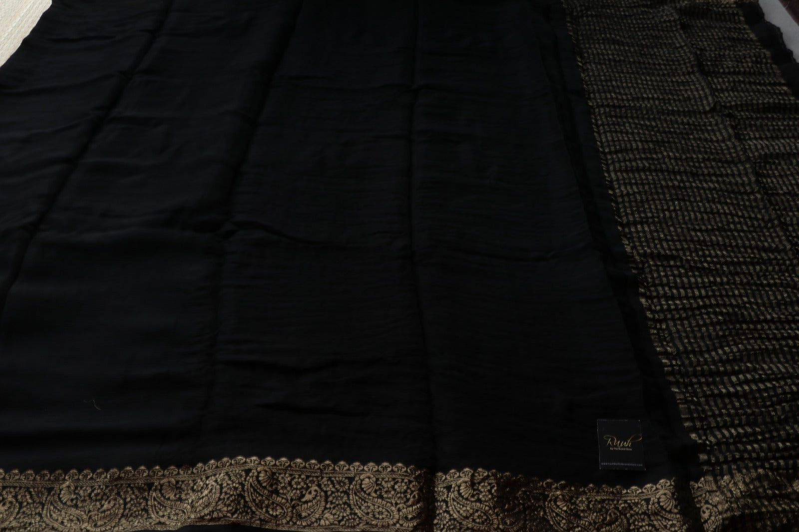 BLACK VISCOSE CHINNON SAREE-TBS26VP