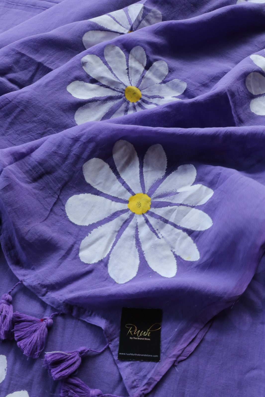 LAVENDER MULMUL DAISY HANDPAINT SAREE- TBS26MD