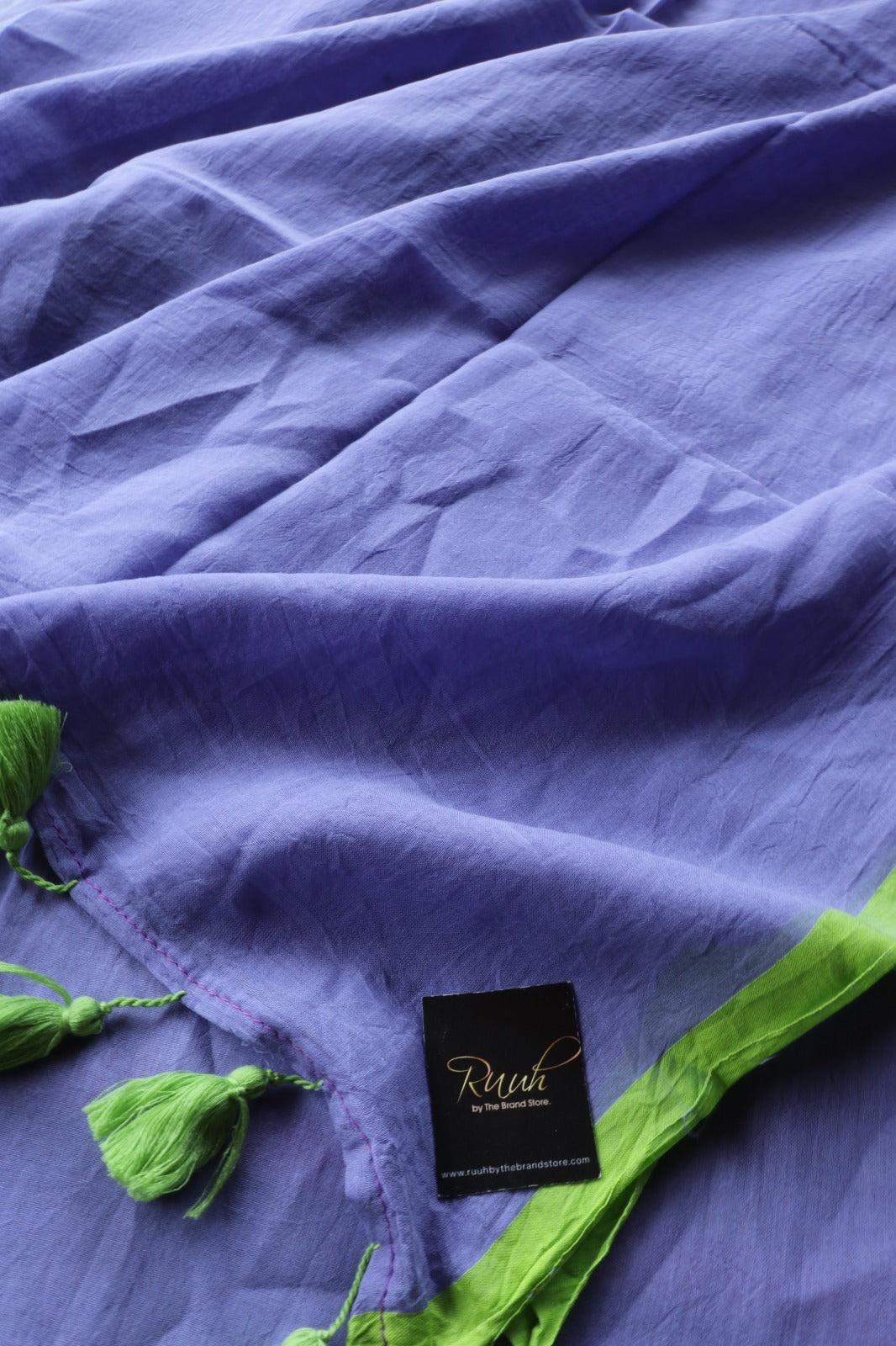 LAVENDER - GREEN PLAIN MULMUL SAREE