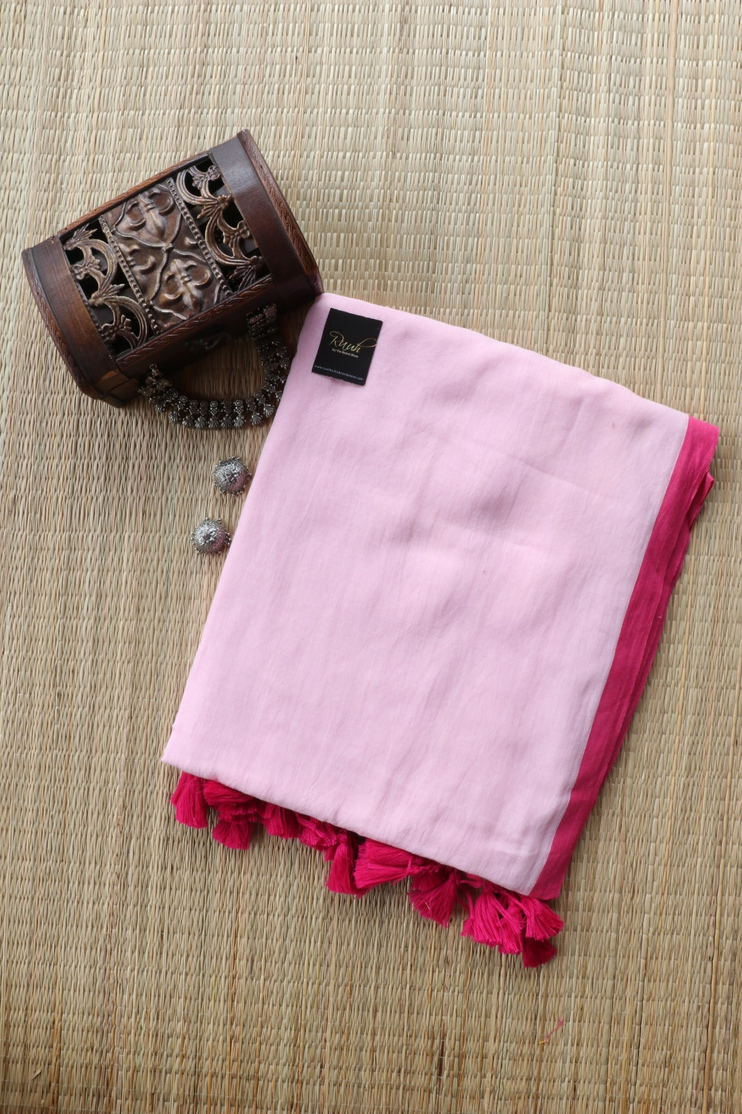 PINK- DARK PINK PLAIN MUL MUL SAREE