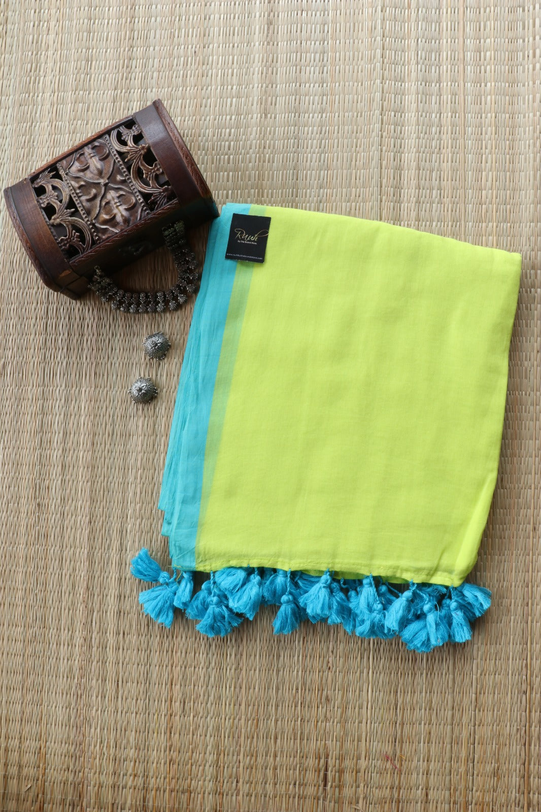 NEON - BLUE PLAIN MULMUL SAREE