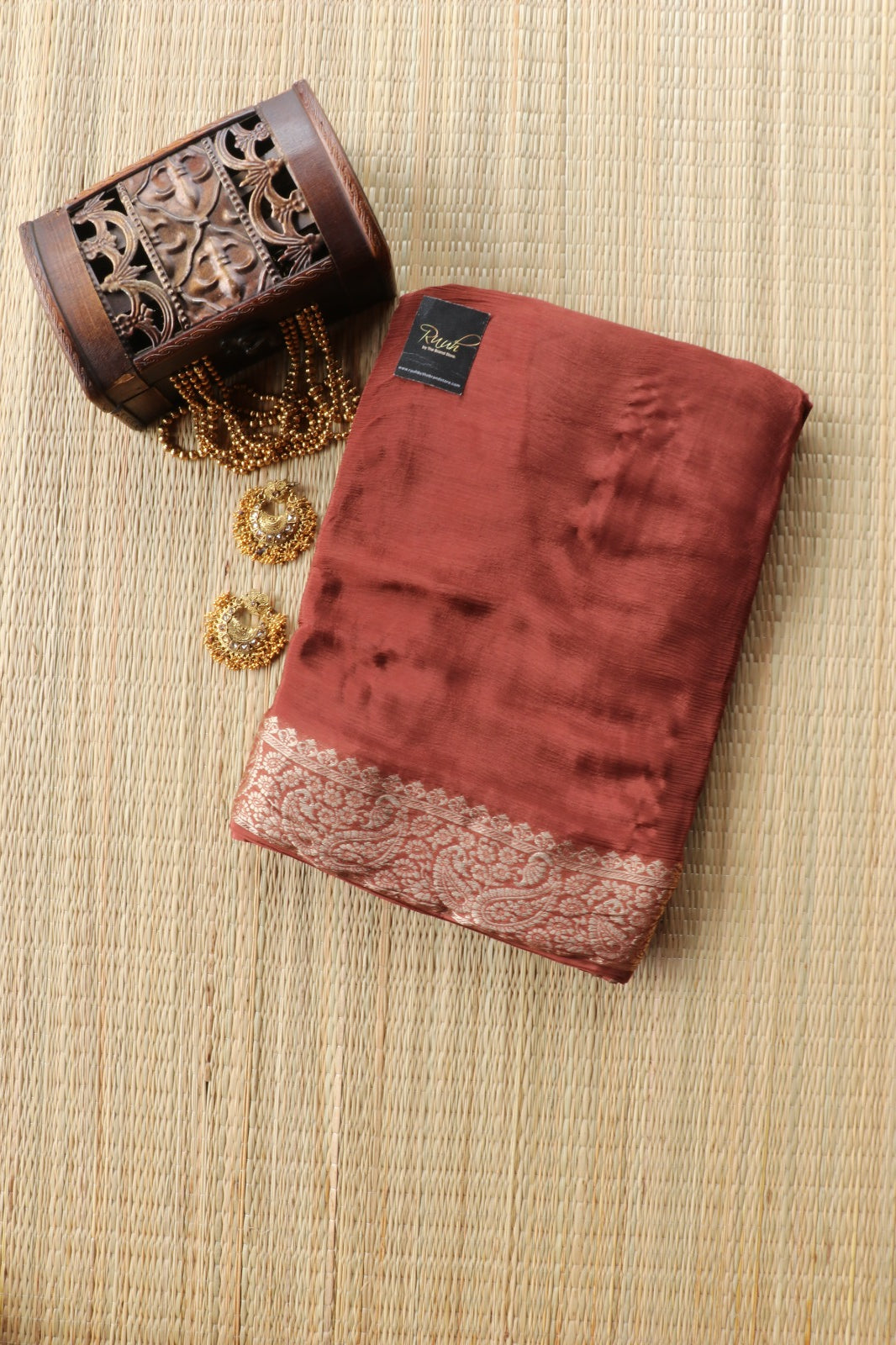 BROWN VISCOSE CHINNON SAREE