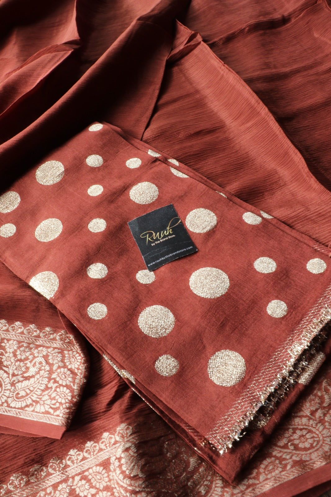 BROWN VISCOSE CHINNON SAREE