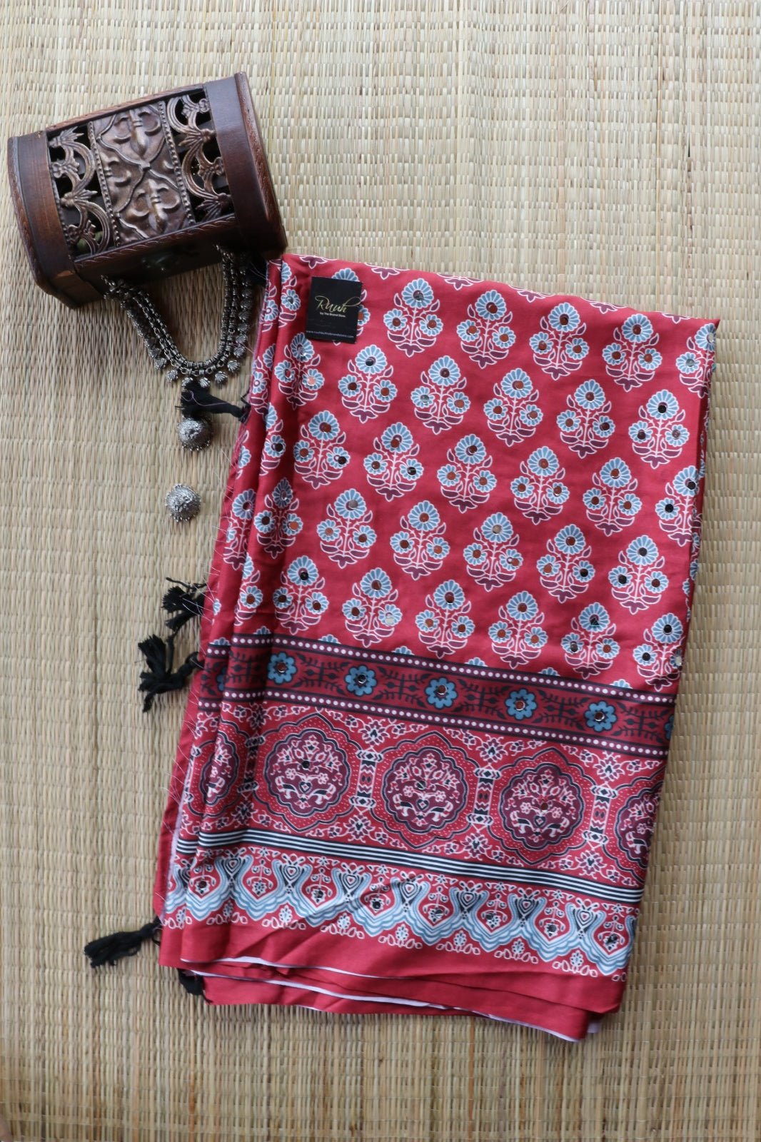 SEMI MODAL SILK WITH MIRROR WORK - TBS26SMM
