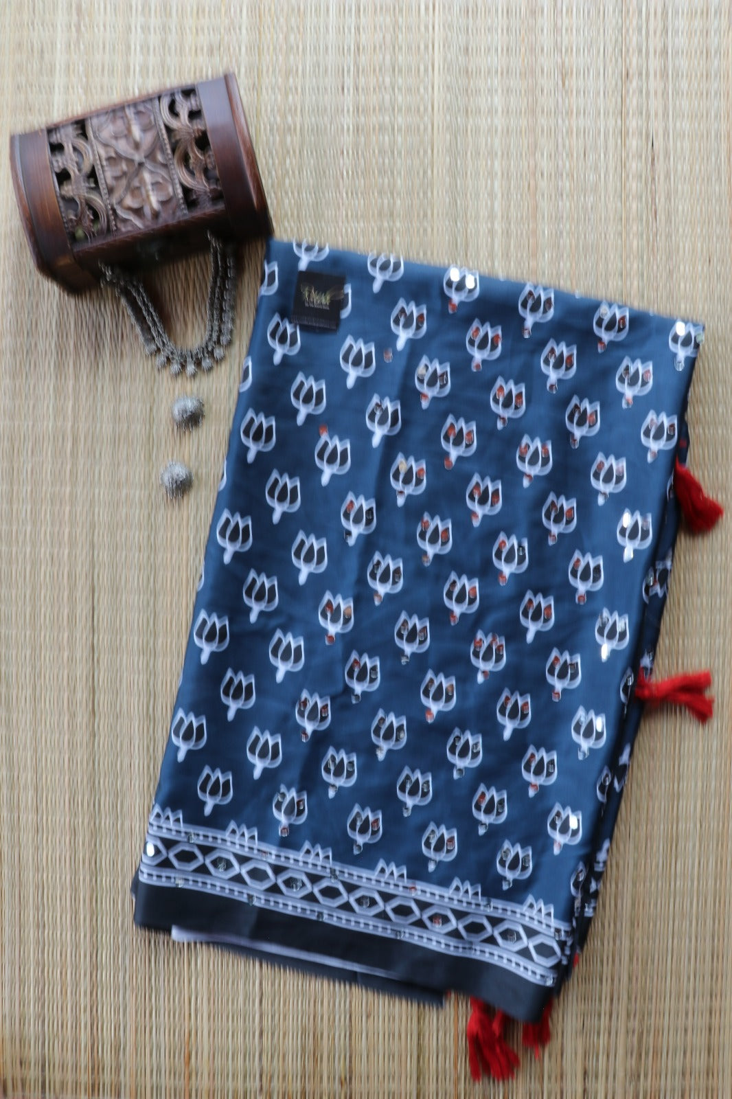 SEMI MODAL SILK WITH MIRROR WORK- TBS26SMM