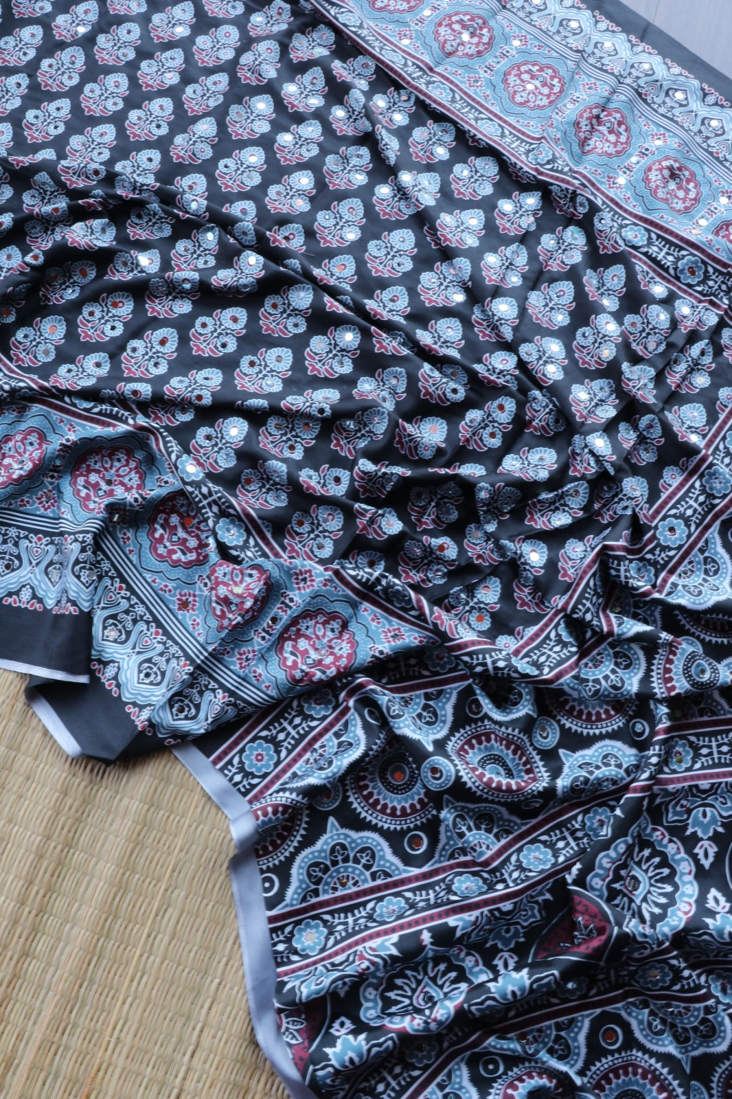 SEMI MODAL SILK WITH MIRROR WORK- TBS26SMM