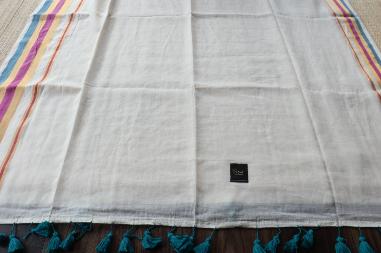 MUL COTTON WITH BLUE & PINK BORDER-TBS26VC