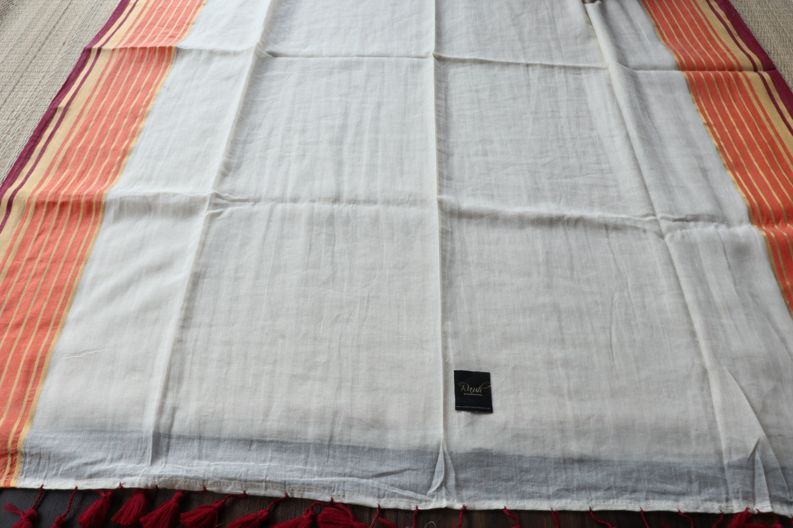 MUL COTTON WITH ORANGE MAROON BORDER-TBS26VC