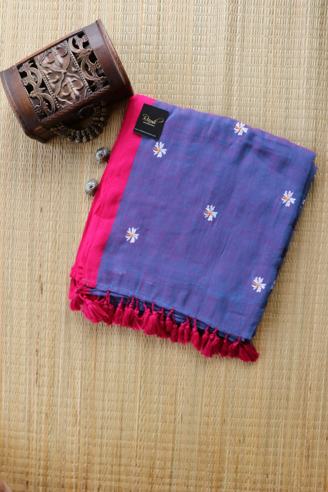 BLUE MULMUL PARIJAT EMBROIDERY-TBS26MPE